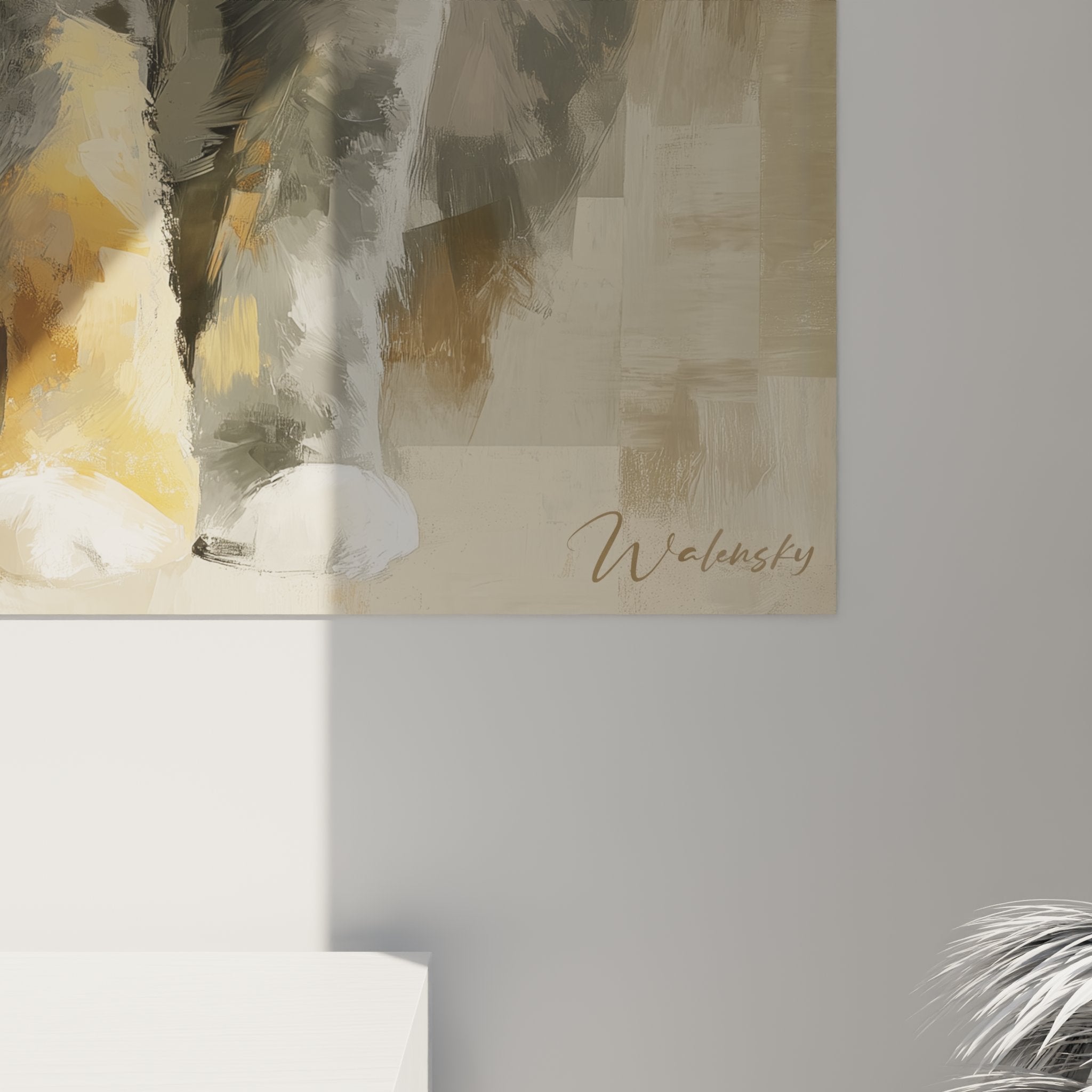 Übersicht Wandbild American Shorthair dreifarbige Katze, zeitgenössisches dekoratives Kunstwerk Wohnzimmer