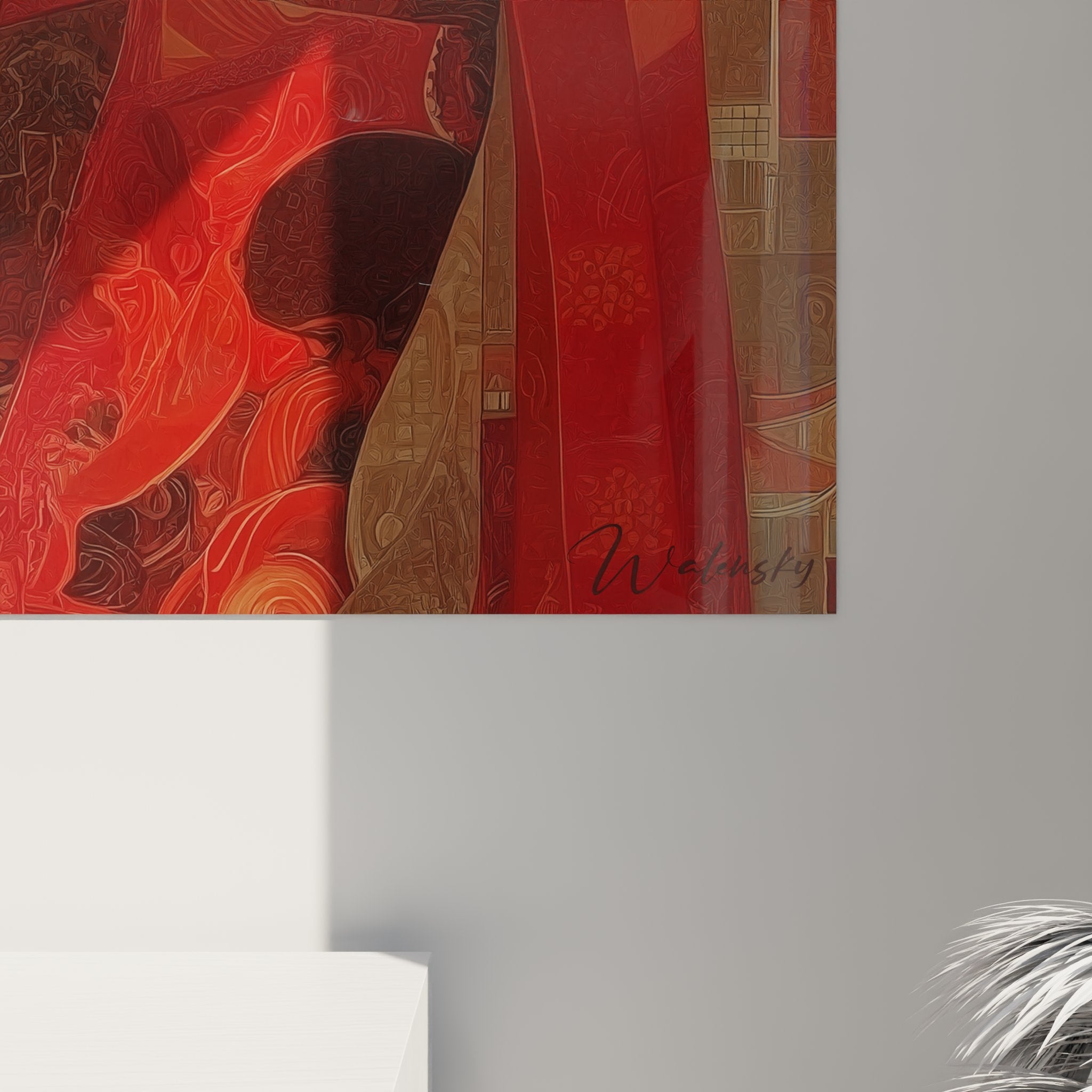 Vista completa quadro murale art déco donna sofisticata stile anni '20 motivi geometrici