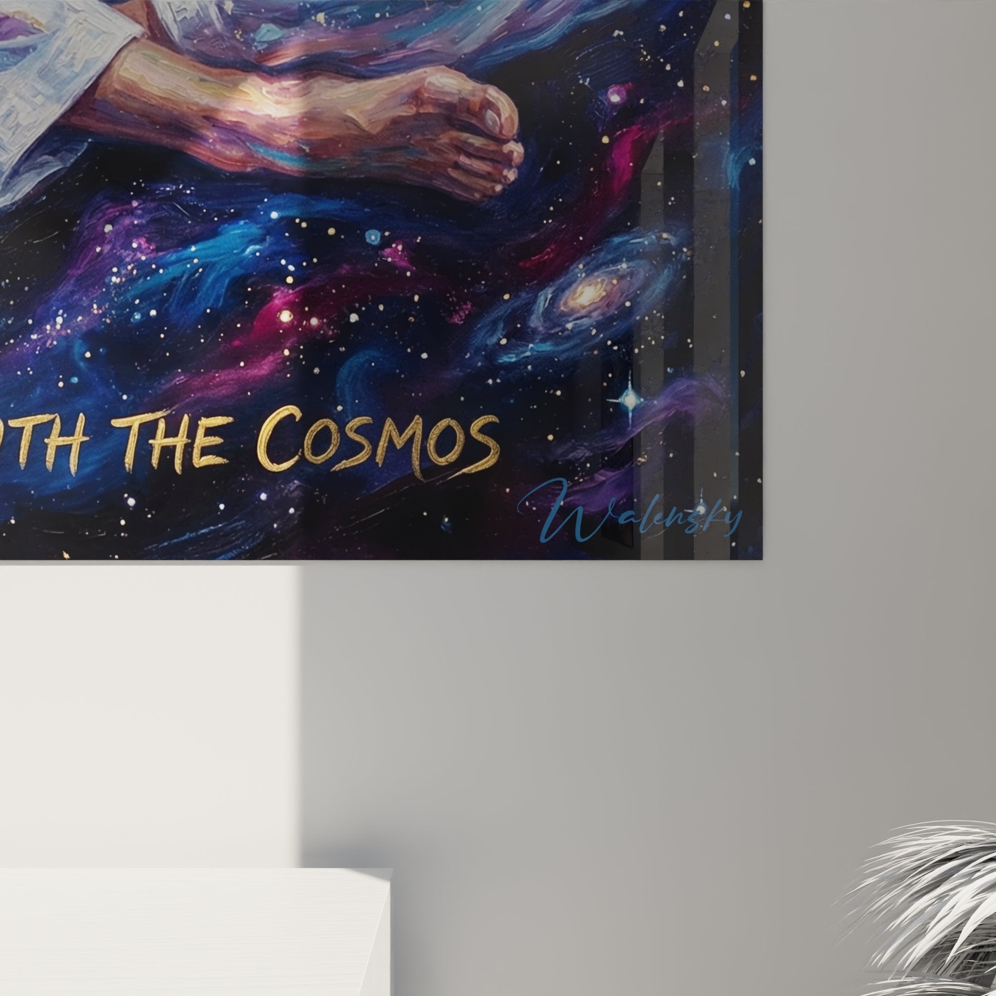 Vue d'ensemble tableau One With The Cosmos - art mural karaté méditation dans univers galactique