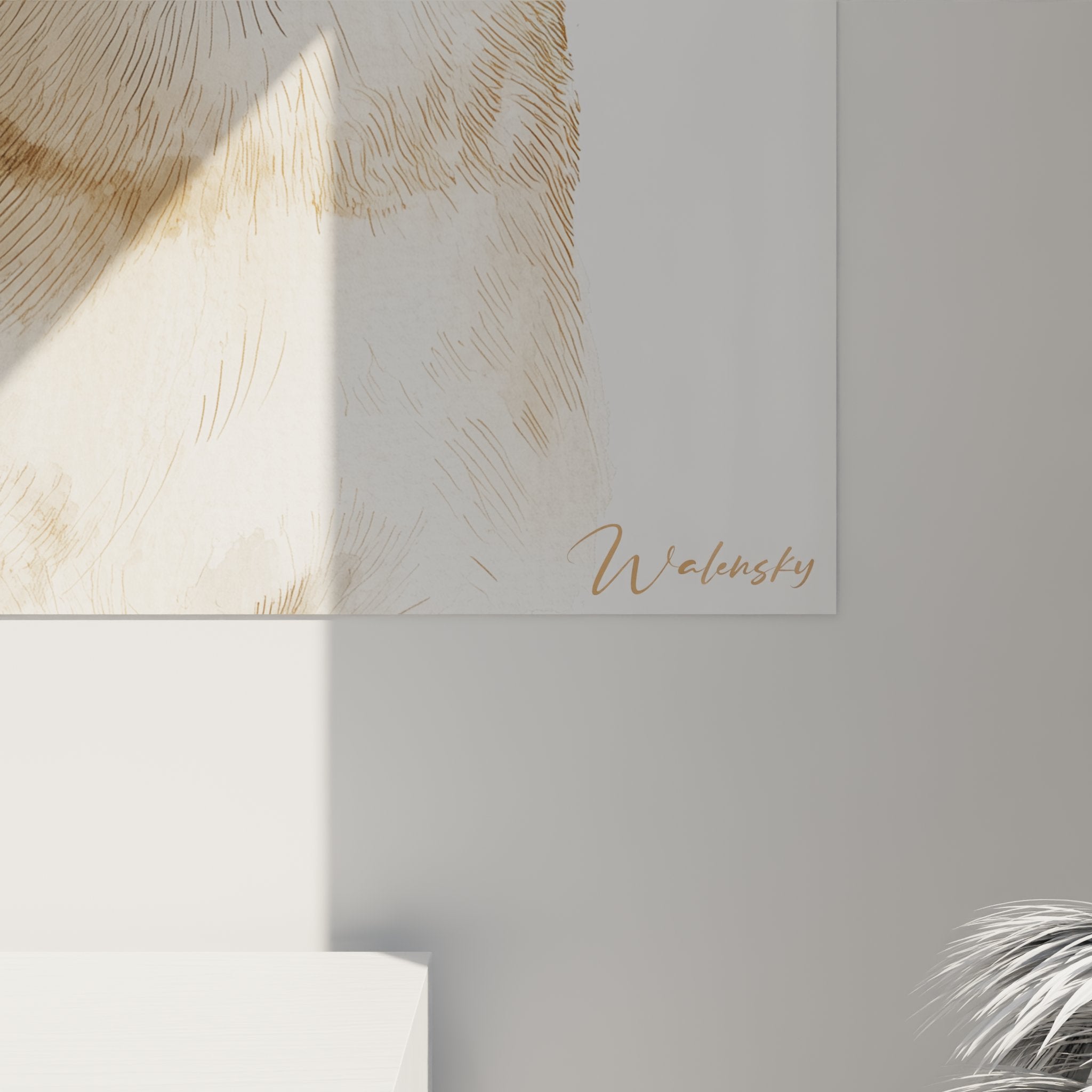 Perspective view Singapura cat wall art feline artwork modern elegant interior decoration