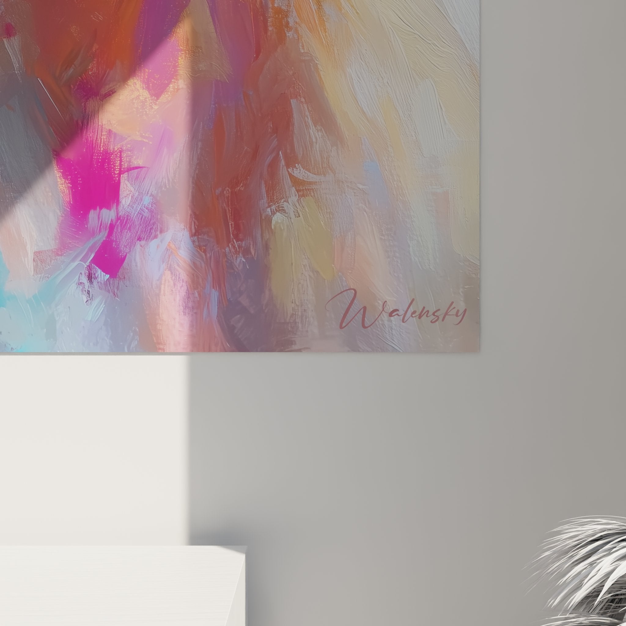 Overview of artistic Birman cat wall art showing the decorative effect in a modern interior