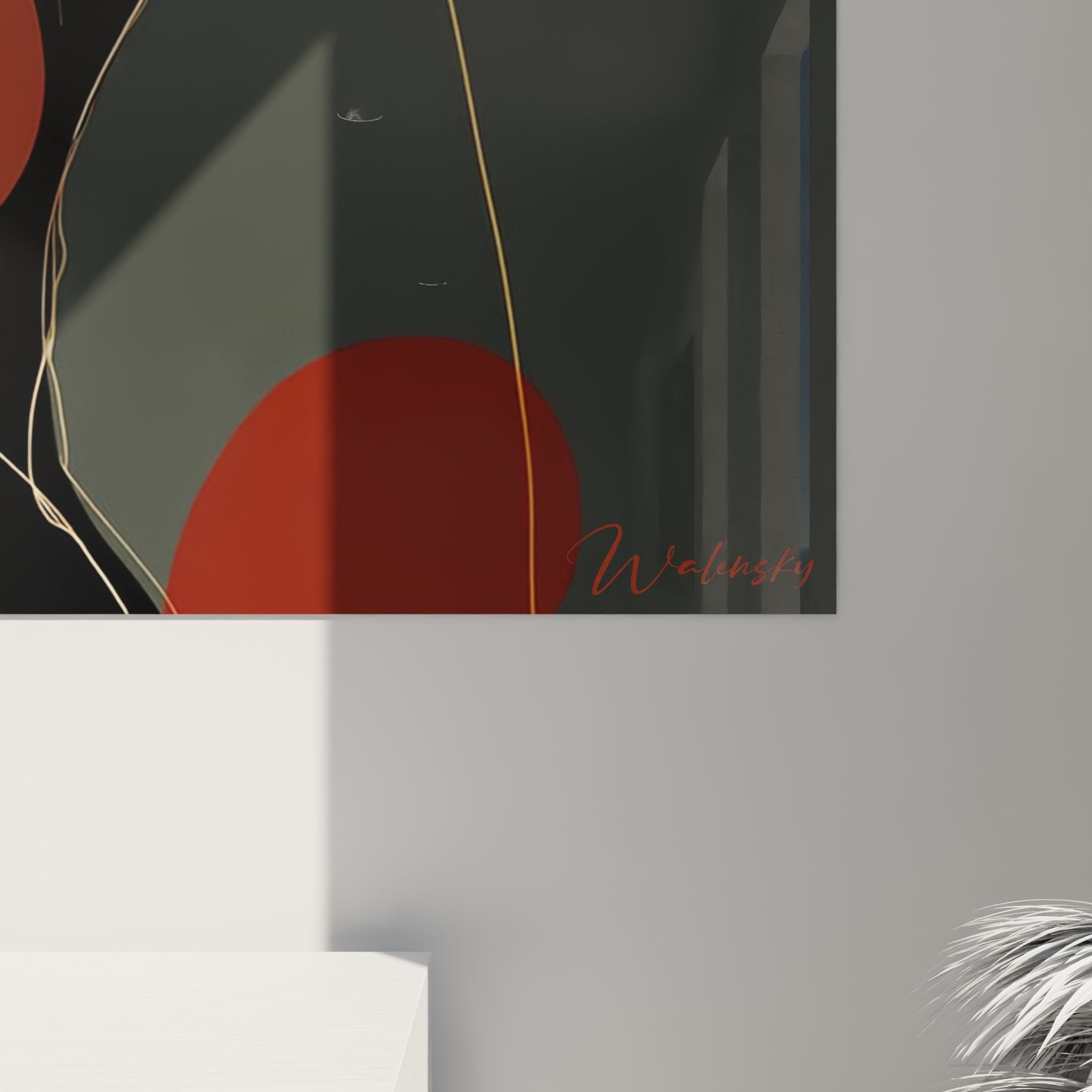 Vista angolare del quadro arte contemporanea profilo donna africana appeso alla parete