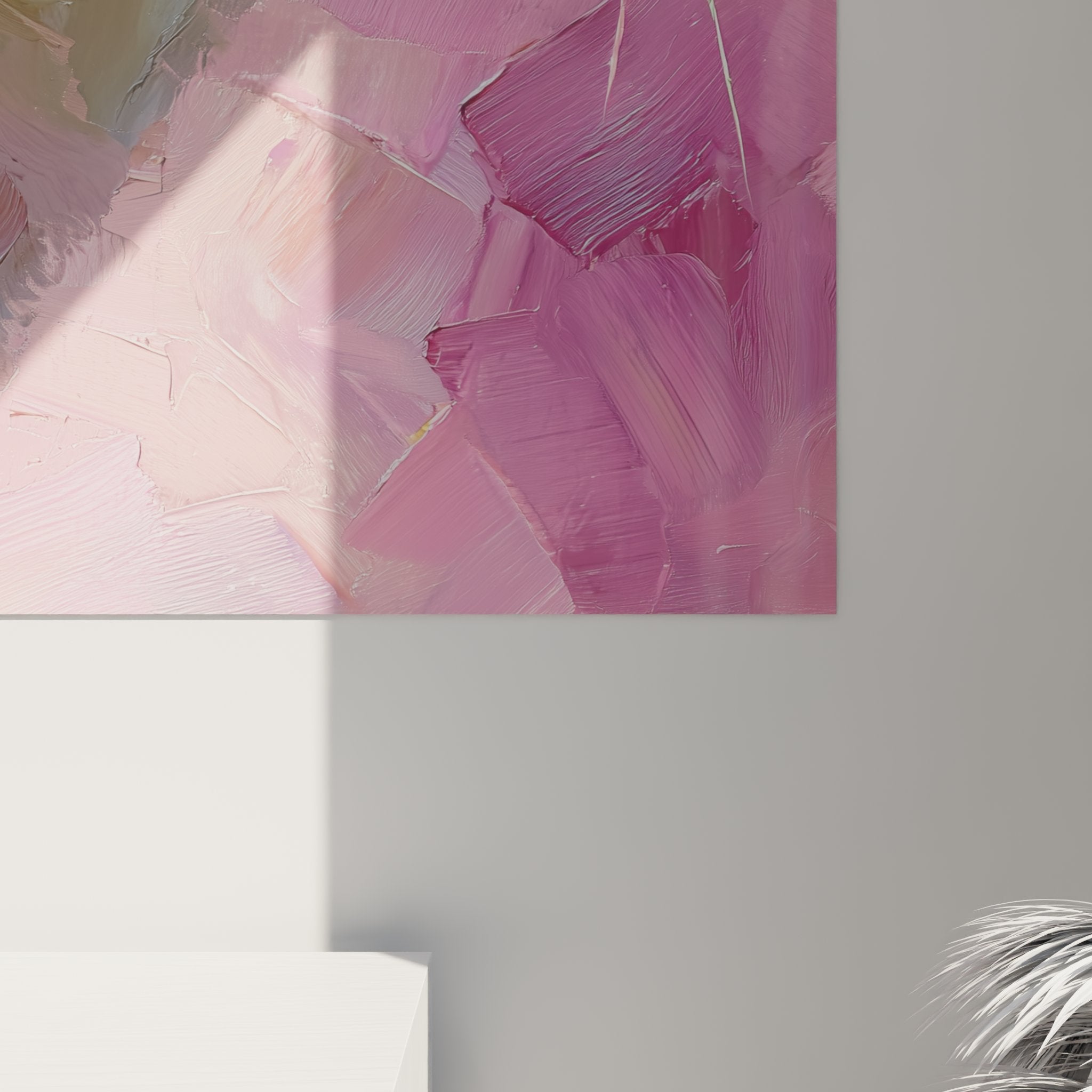 Perspective view of Scottish Fold cat wall art, 3D effect and artistic rendering