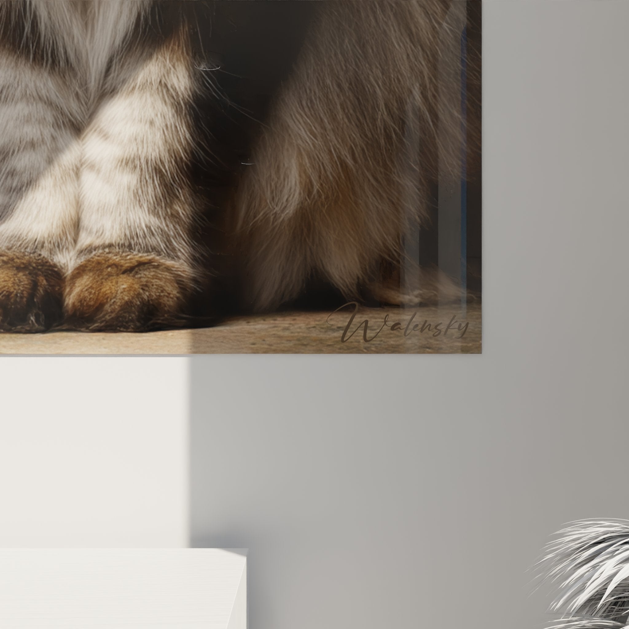 Vista completa del quadro Maine Coon maestoso, formato murale perfetto per decorazione d'interni raffinata