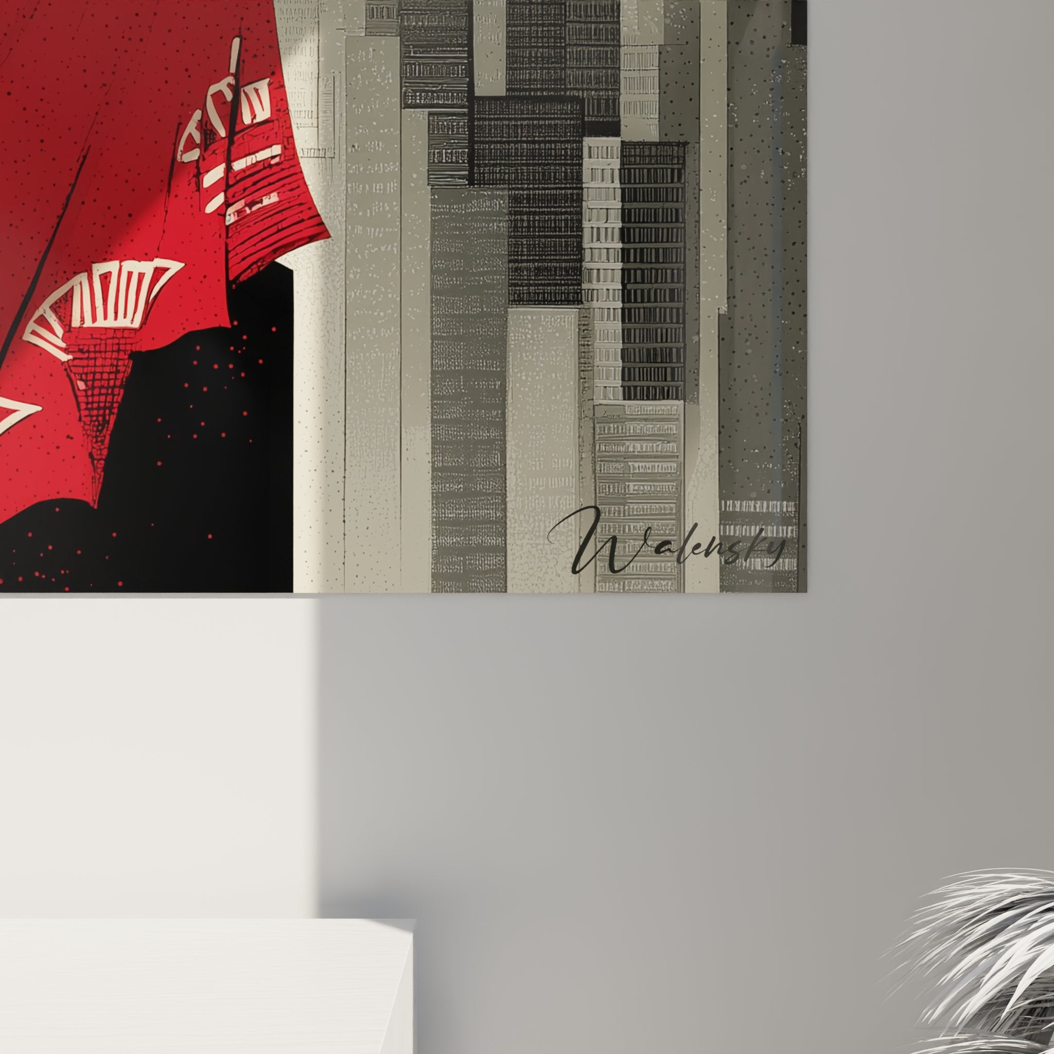 Vue ensemble tableau art deco femme urbaine decoration murale salon style annees 1920 elegant