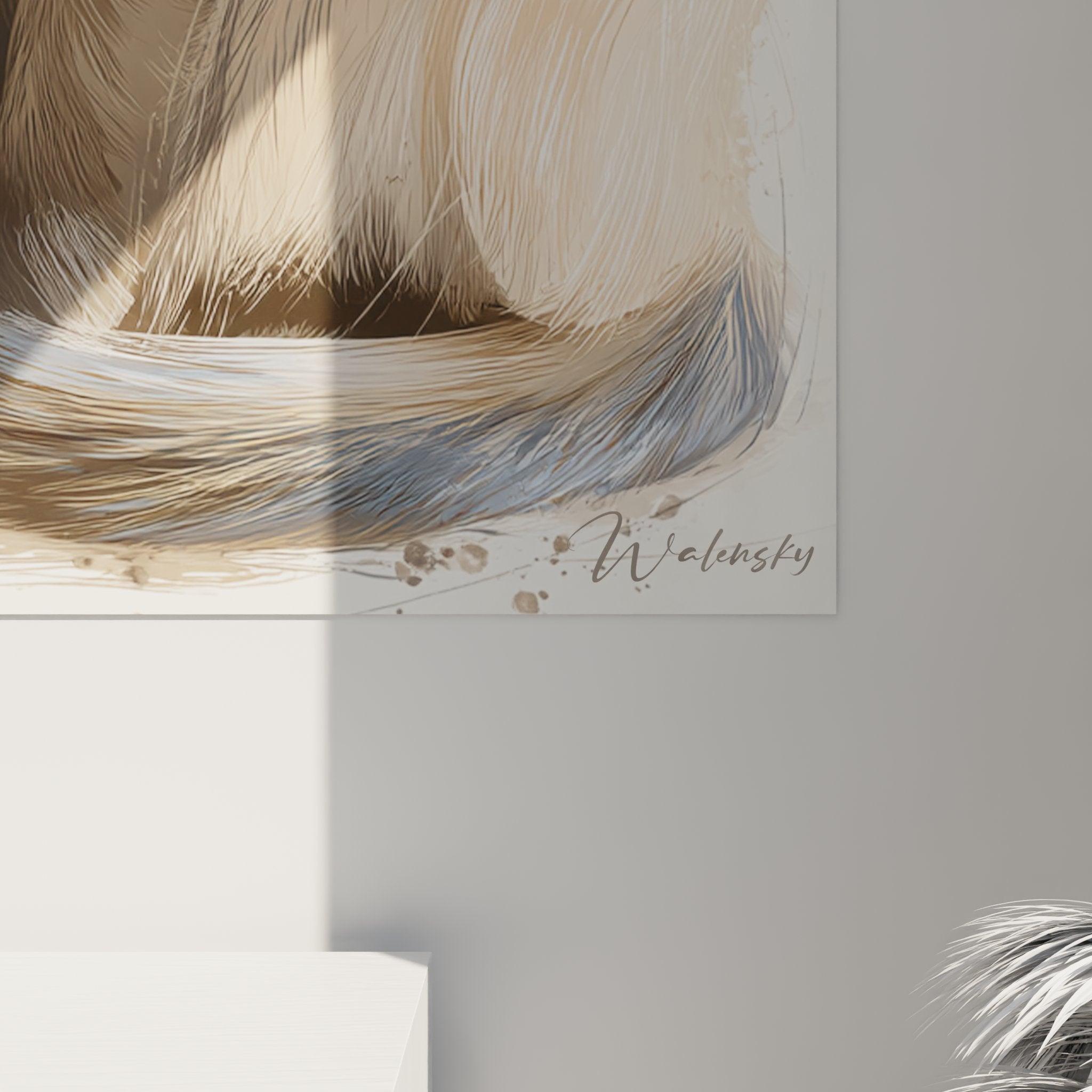 Panoramica quadro gatto balinese nobile, opera d'arte felina per decorazione d'interni raffinata