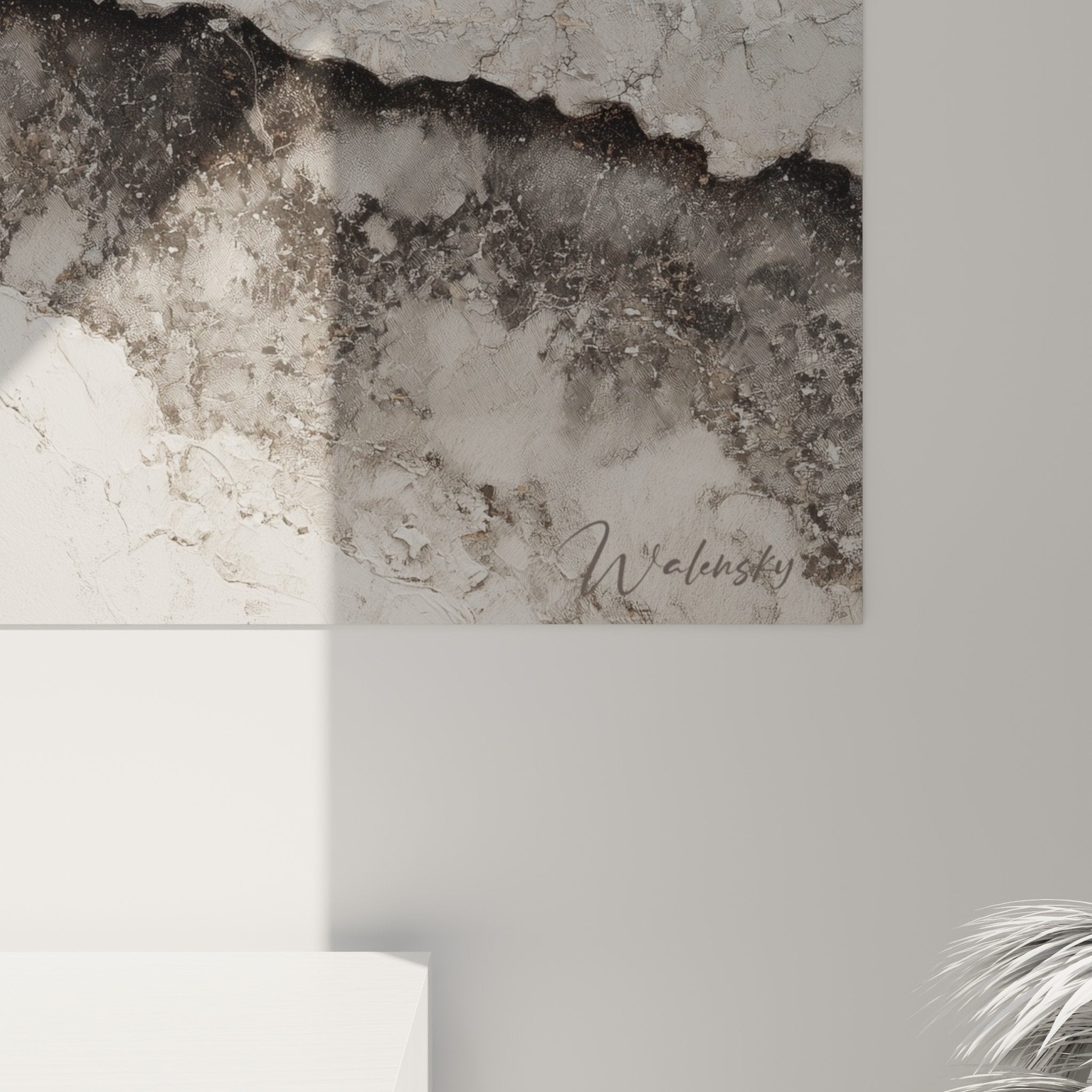 overall view grey mineral abstraction wall decoration feng shui metal natural textures