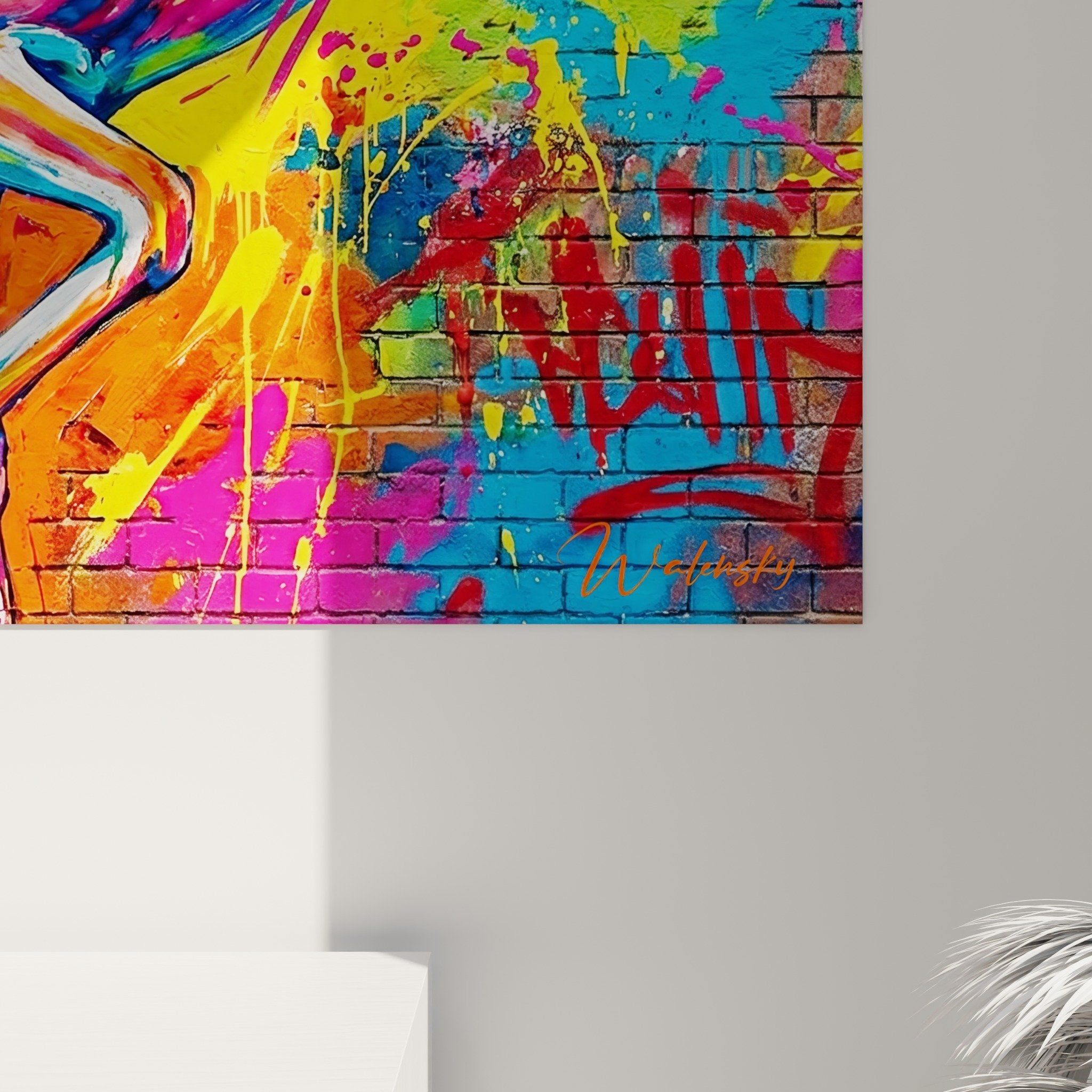 Gesamtansicht Antilopen-Kunstdruck Street Art lebendige Farben moderne Innenausstattung Wohnzimmer