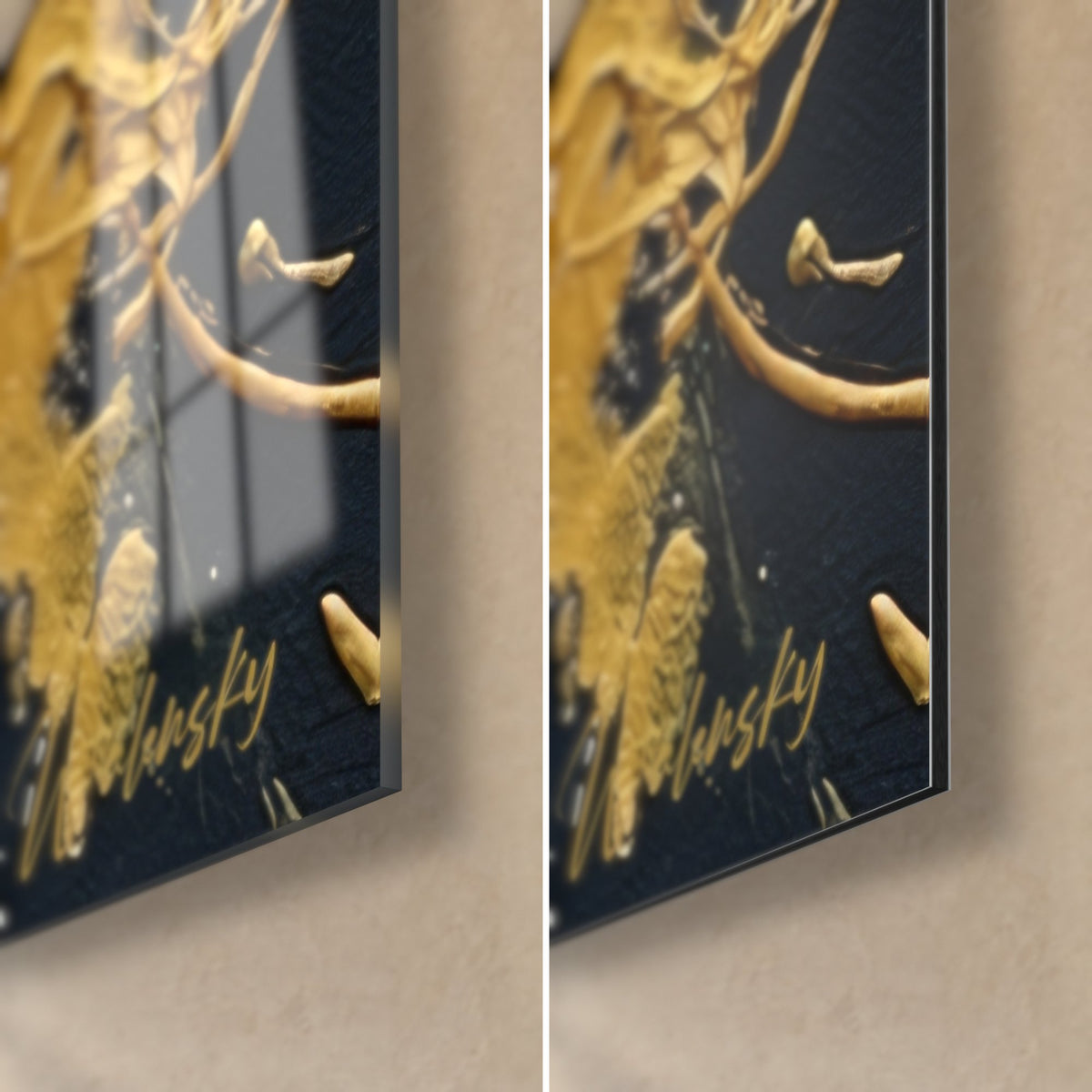 Tableau Shih Tzu aux yeux sombres, coin bas droit : verre acrylique brillant et reflets, Dibond mat, tranche de 3 mm