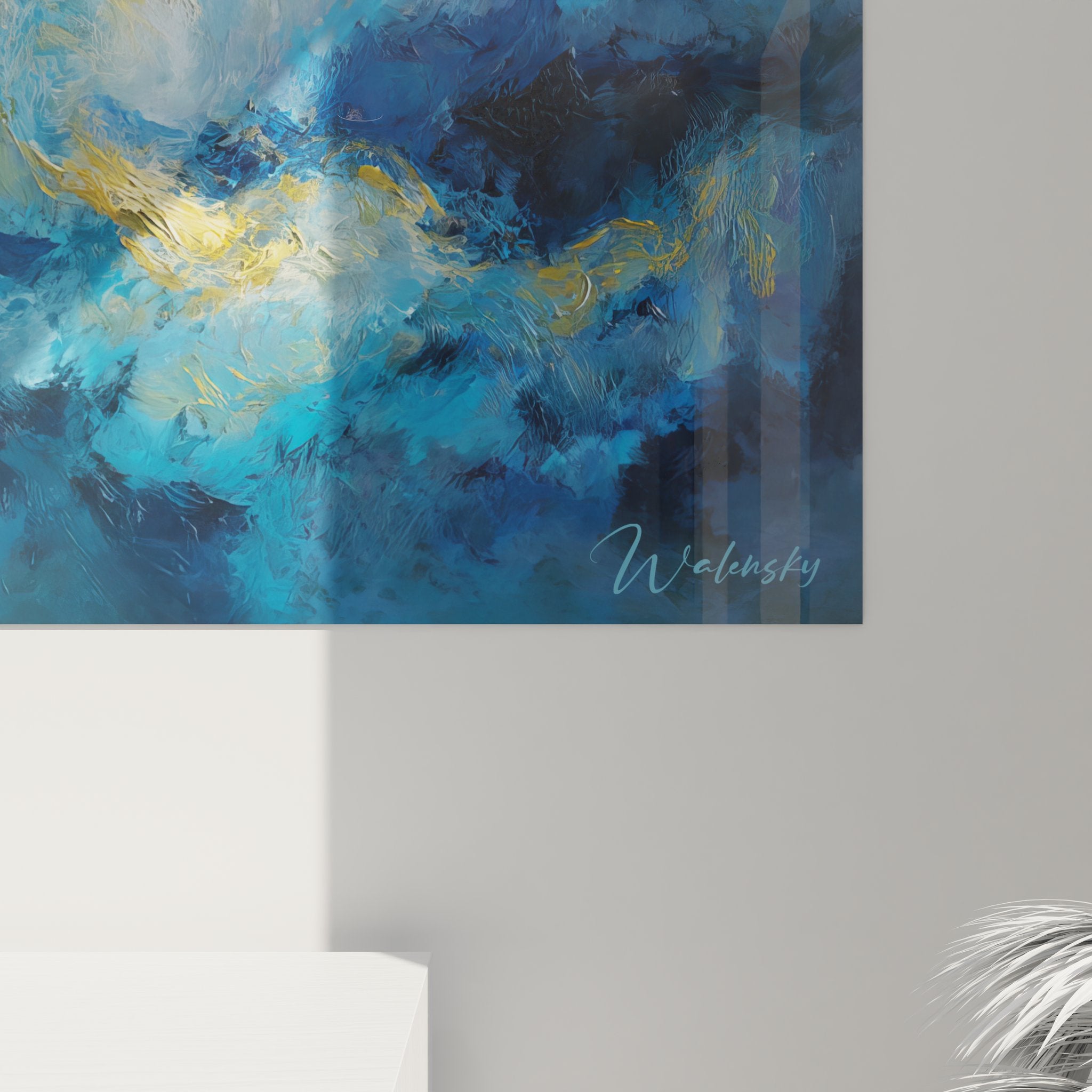 Vue ensemble tableau mural tempête océanique abstraite art moderne décoratif intérieur design