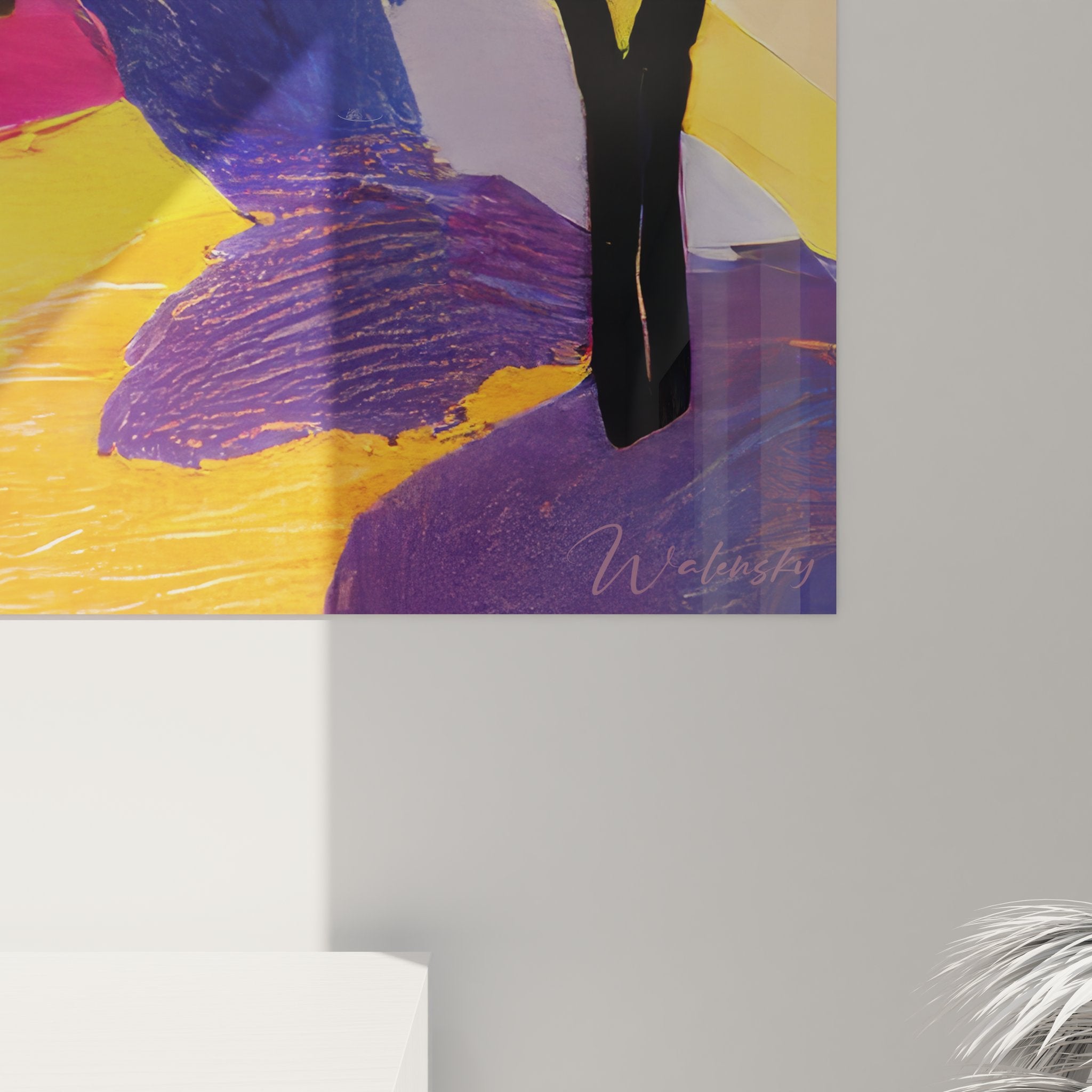 Vue ensemble tableau mural village méditerranéen, art décoratif bord de mer pour intérieur moderne