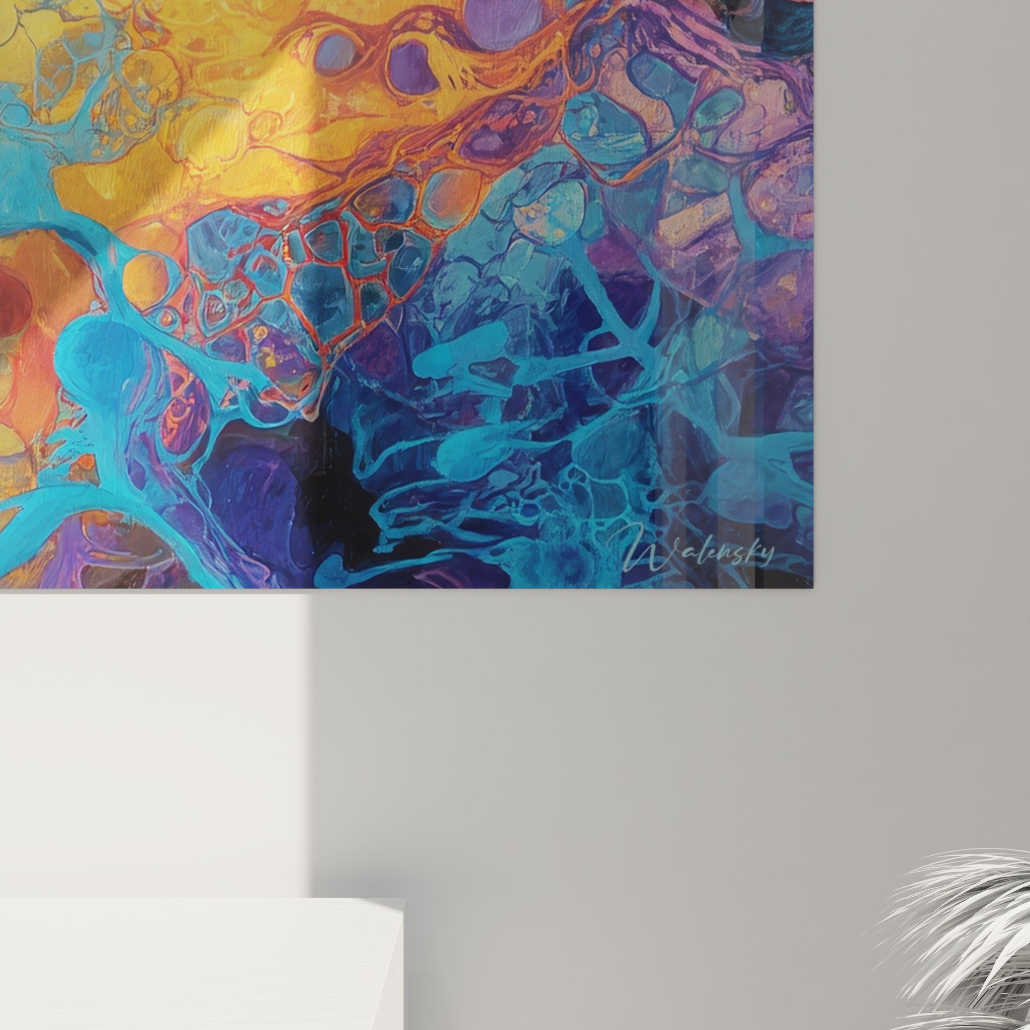 Vue d'ensemble du tableau art neuronal présentant composition complète des cellules nerveuses abstraites