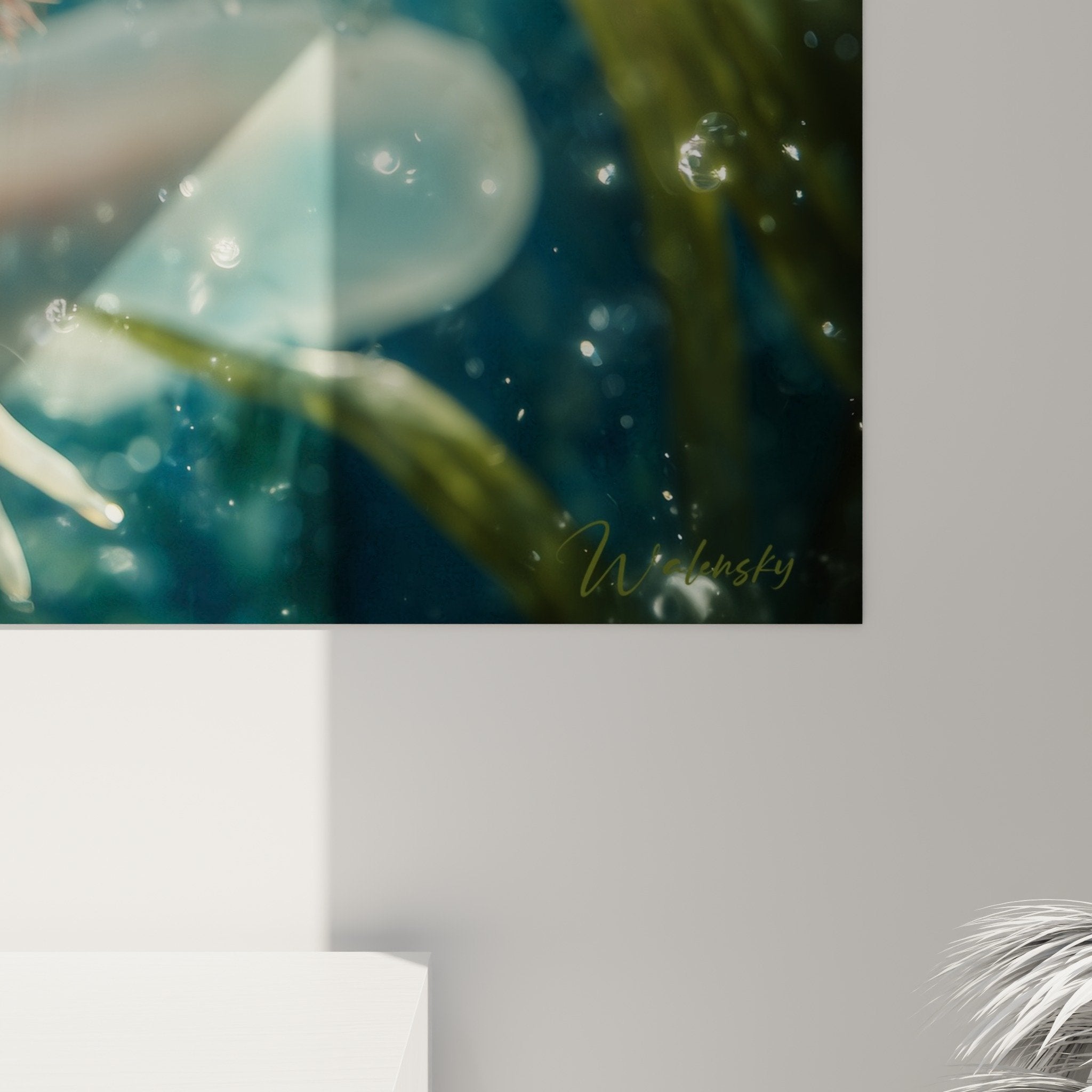 Vue ensemble tableau axolotl aquatique salon moderne decoration murale nature amphibien mexicain art