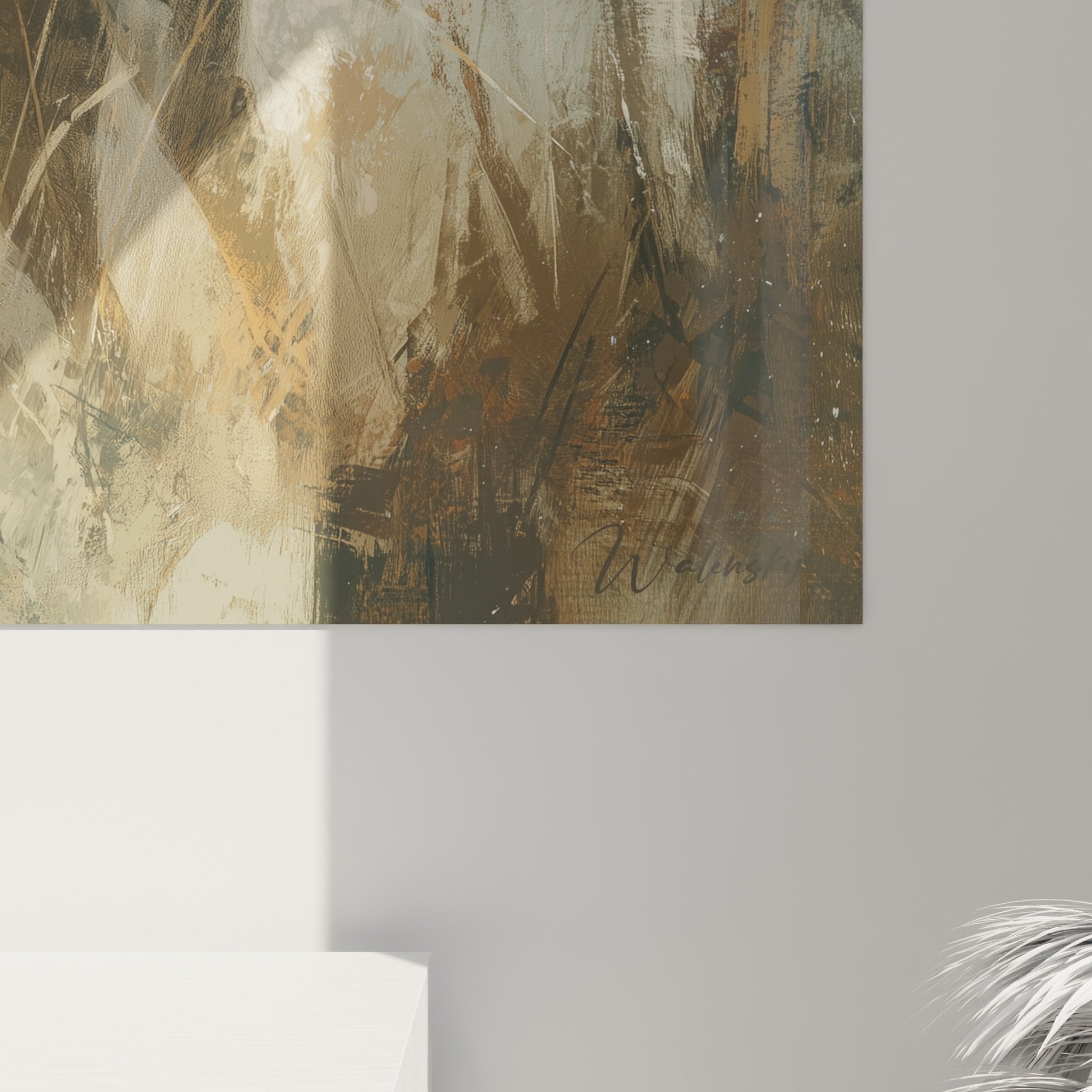 Vue d'ensemble tableau Braque Allemand de chasse dans decor naturel style impressionniste contemporain