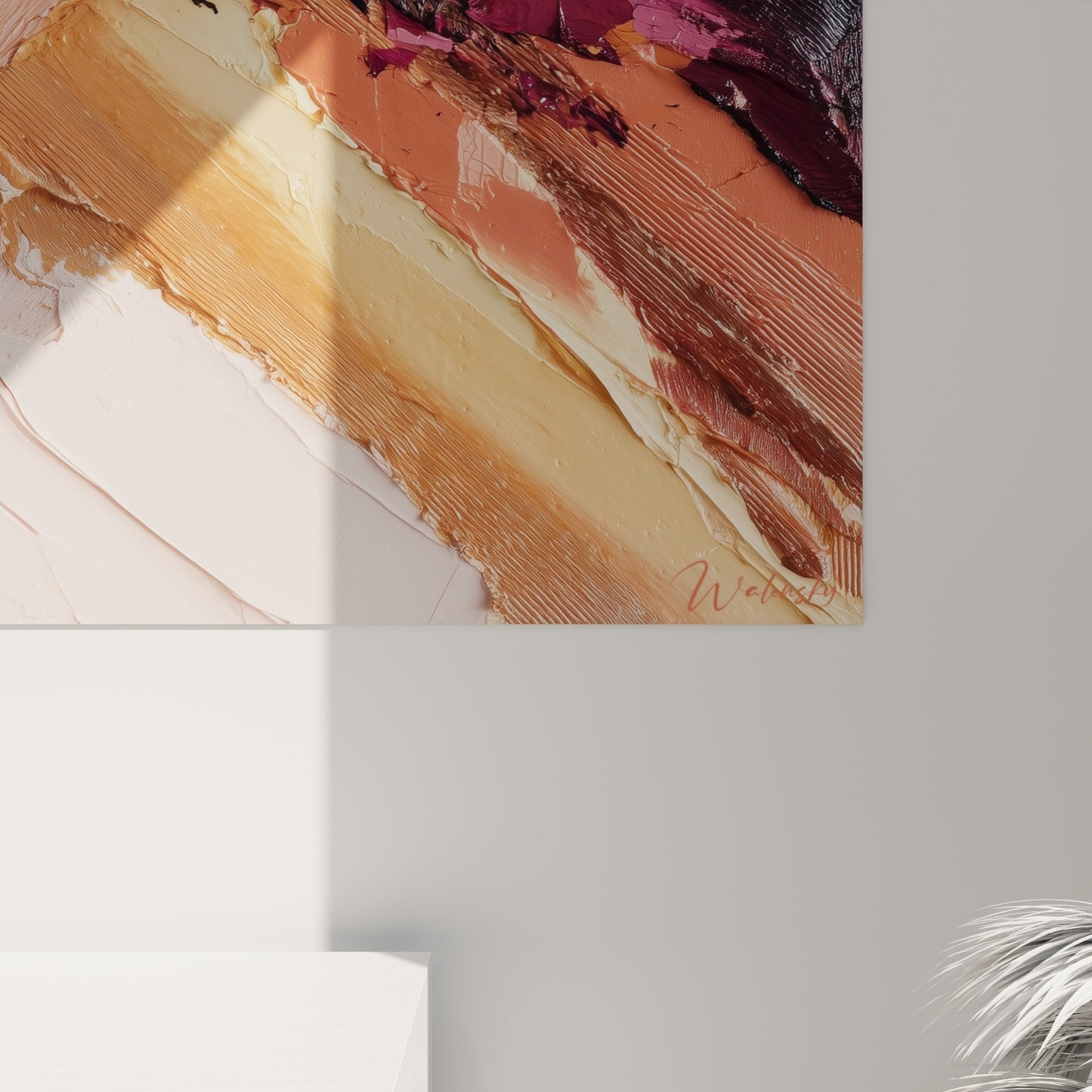 Overview abstract painting soft colors - Modern feng shui Southwest Earth composition