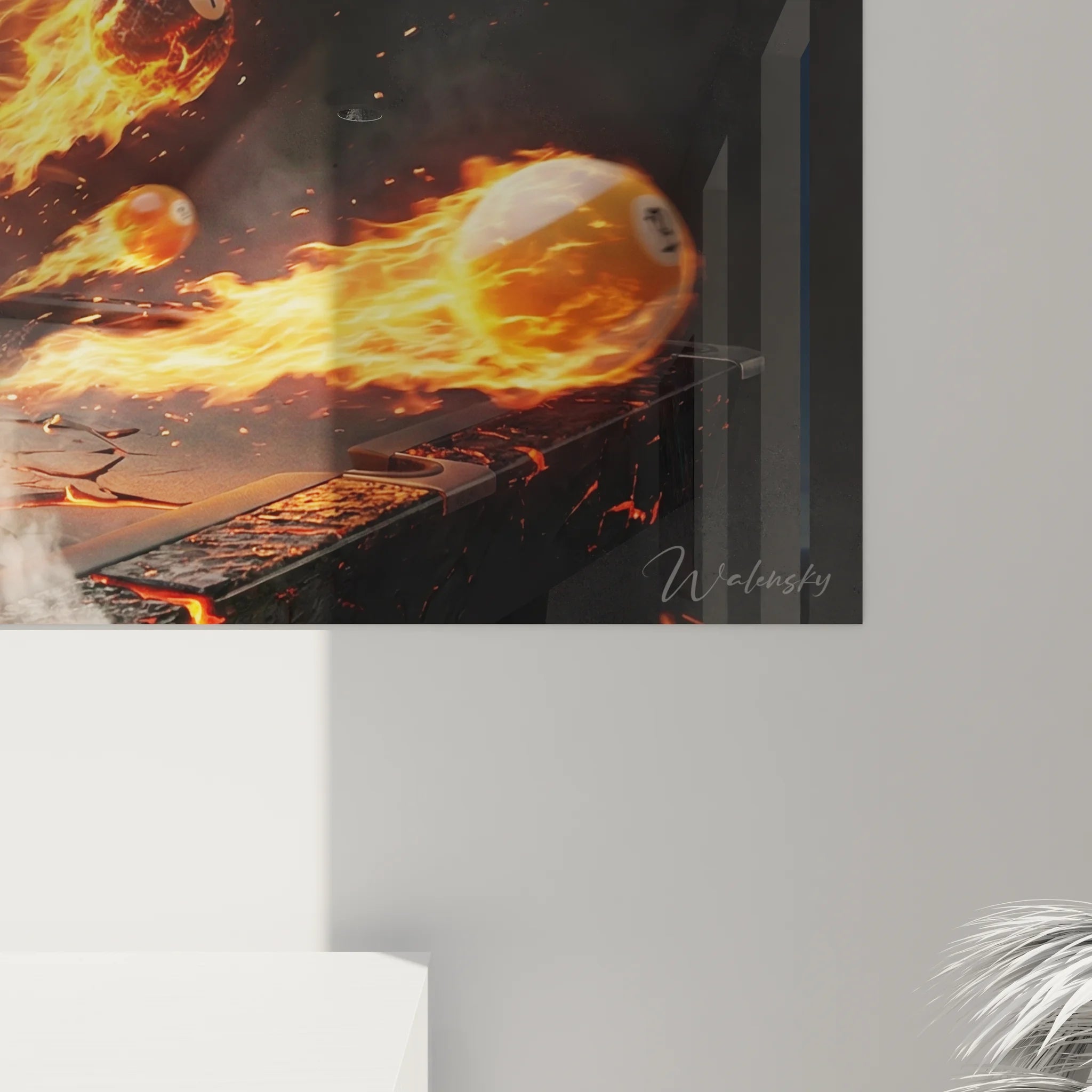 Vue d'ensemble tableau billard phénix montrant l'explosion complète de la boule 8 en dragon