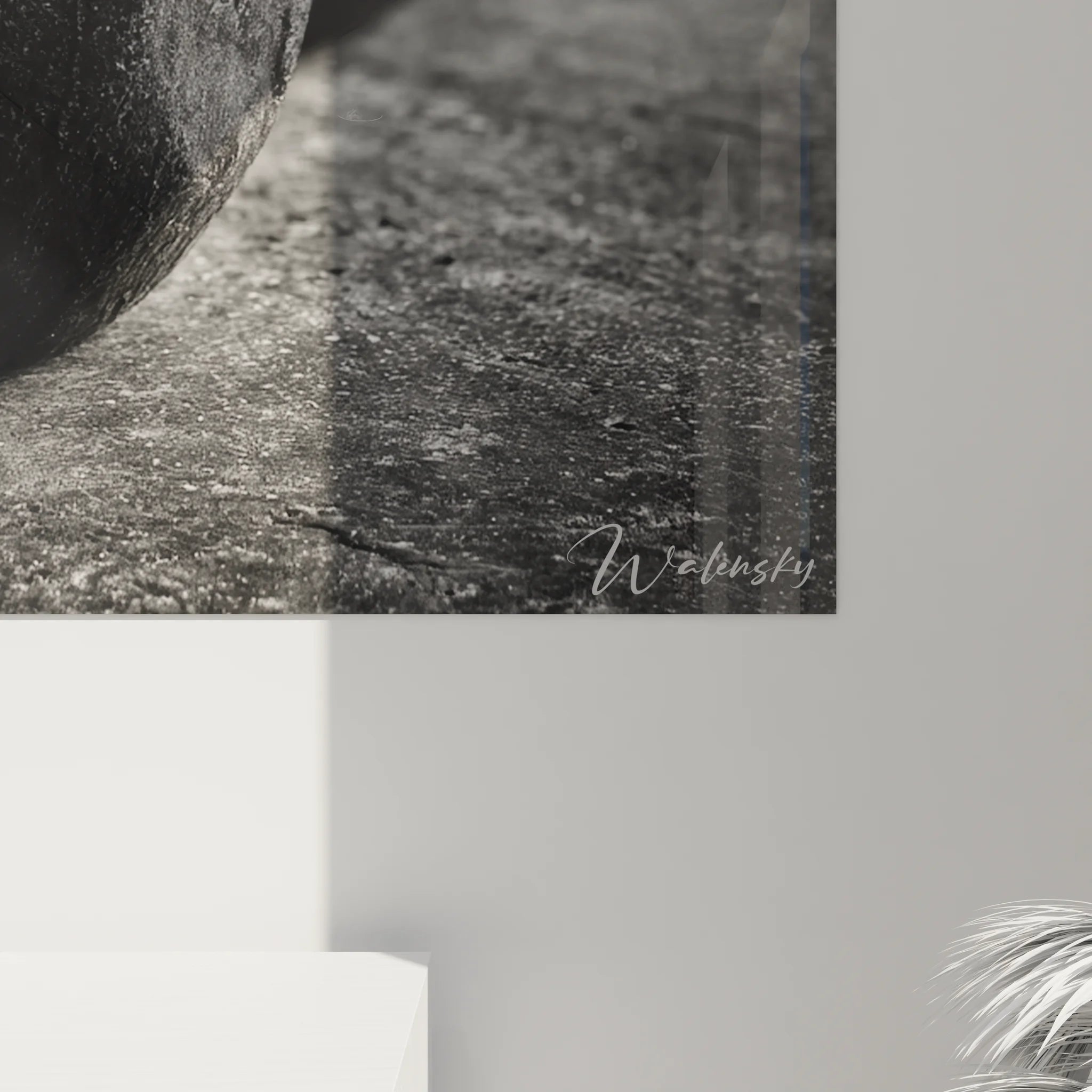 Vue ensemble tableau kettlebells perspective noir et blanc décoration murale fitness