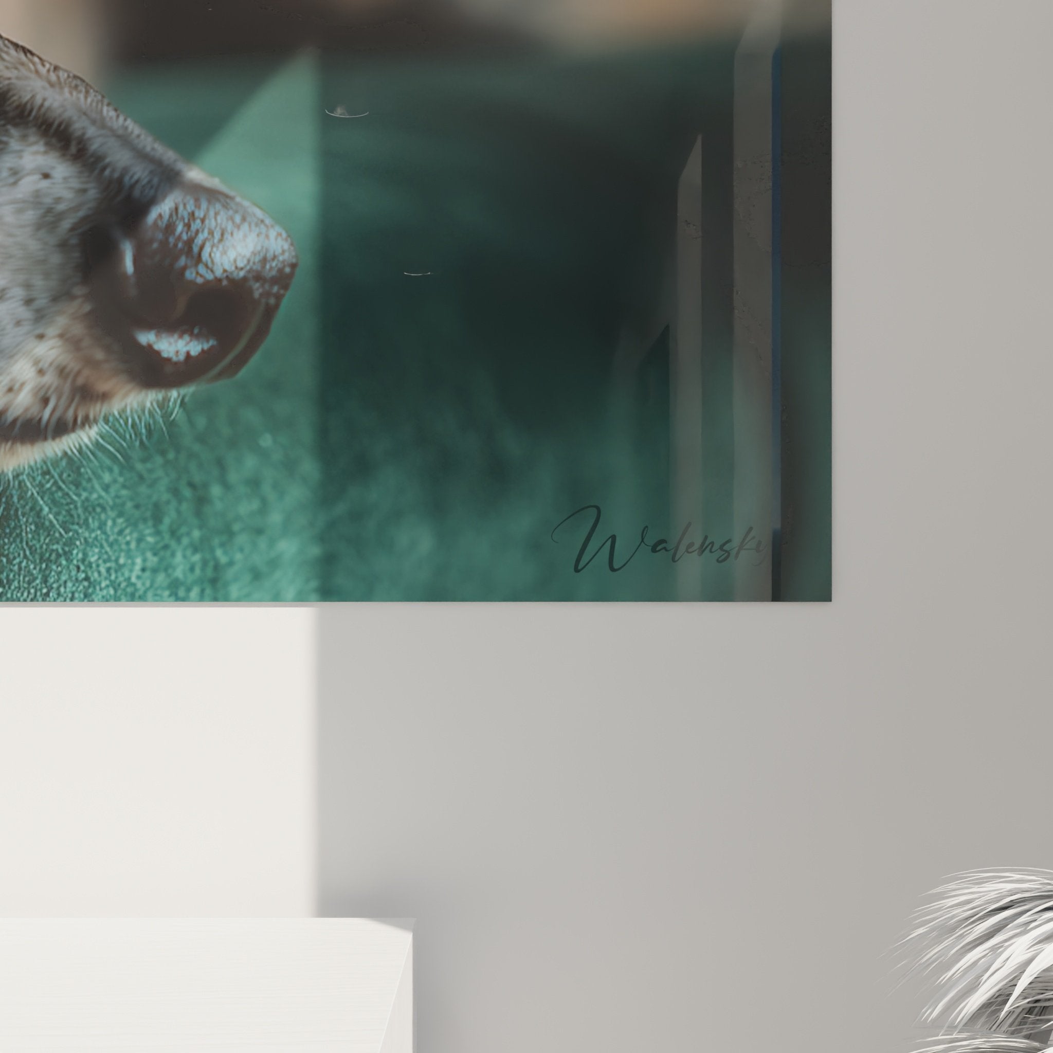 Vue d'ensemble tableau lévrier Whippet repos, œuvre art animalier pour décoration intérieure