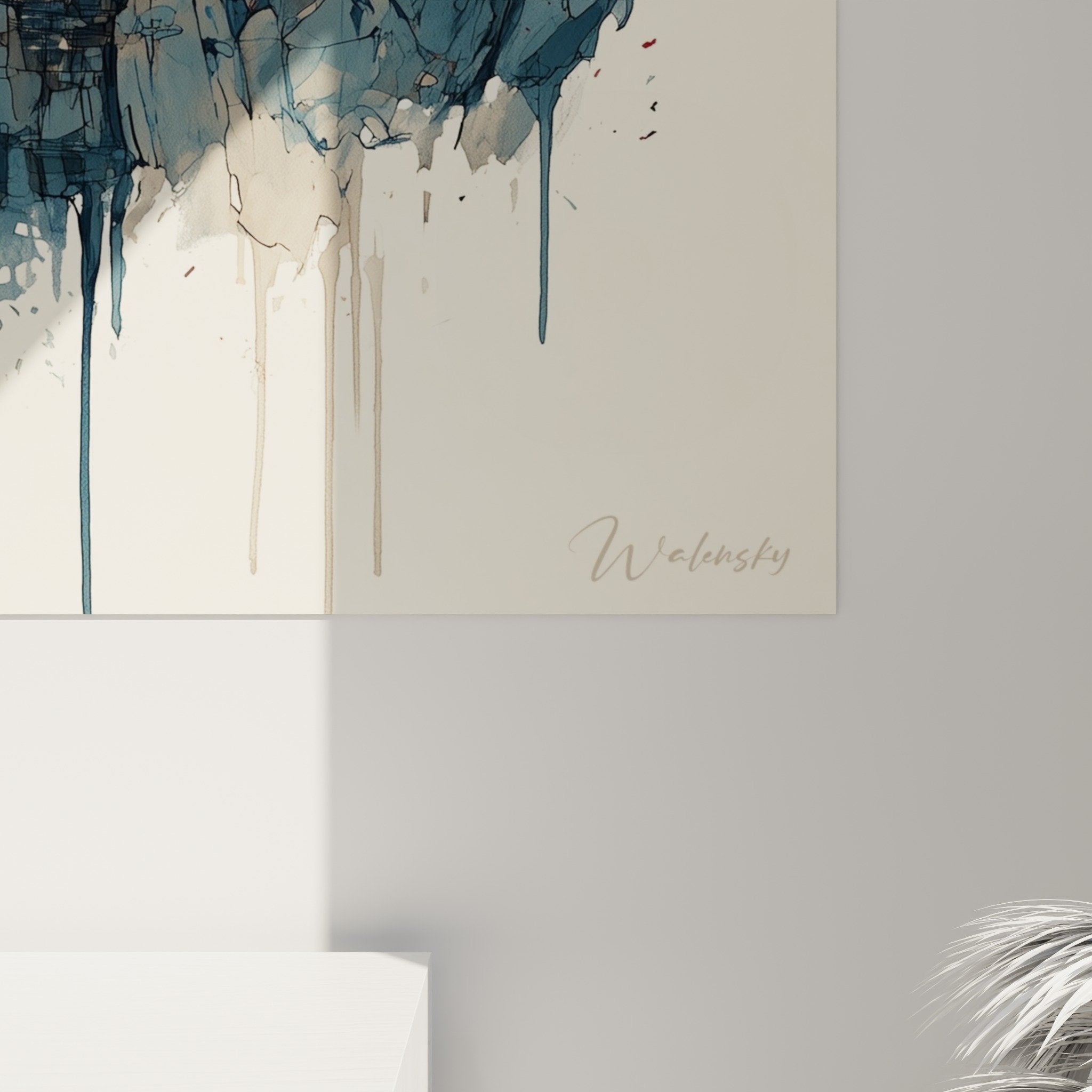 Overview pagoda painting autumn maple blue rocks zen composition oriental decoration