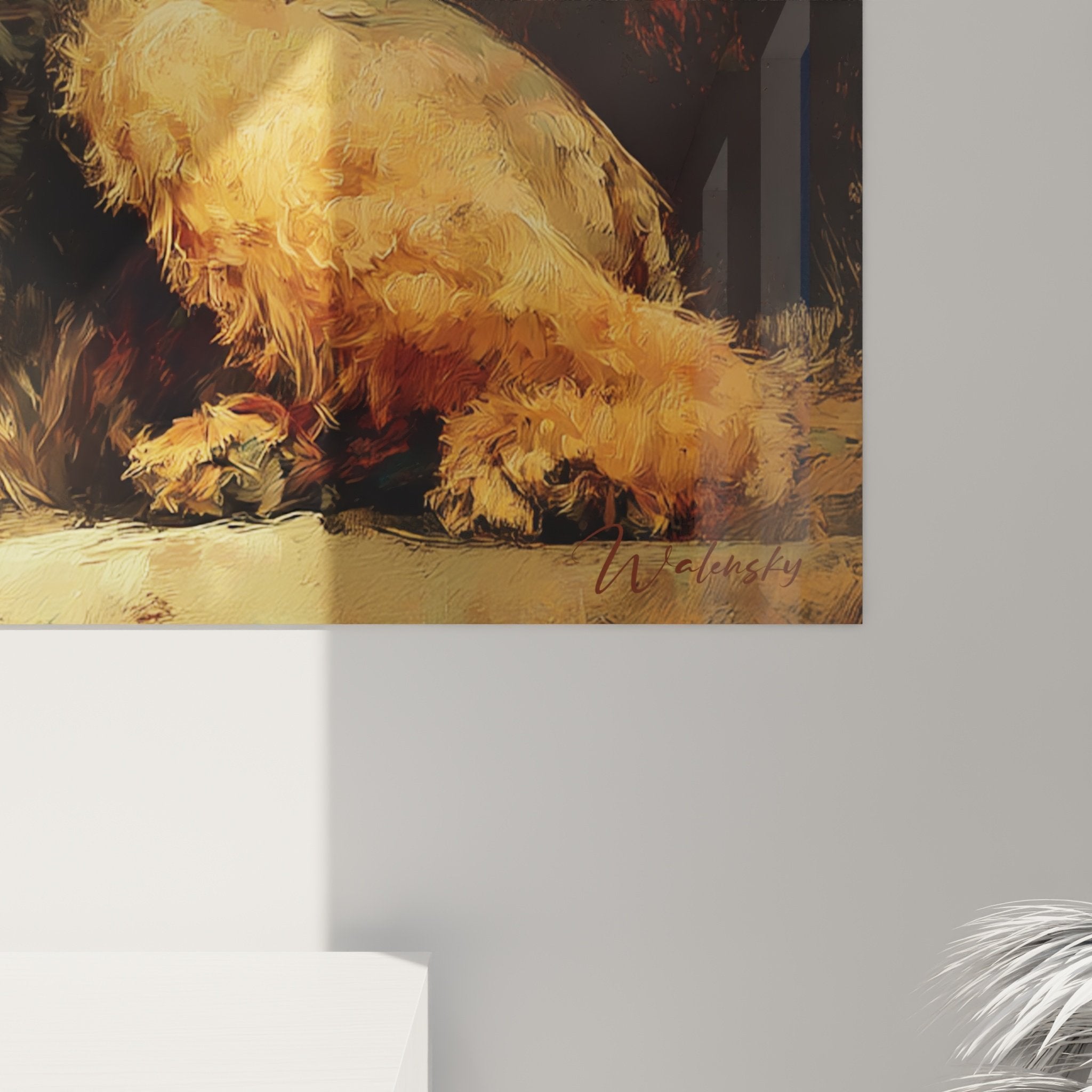 Vue d'ensemble du portrait canin Airedale Terrier dans intérieur traditionnel avec ambiance feutrée