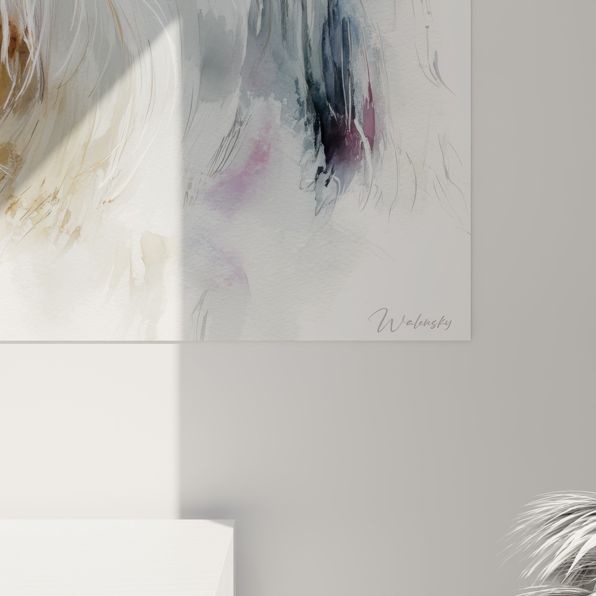 Porträtübersicht Aquarell weißer und goldener Coton de Tuléar Hund