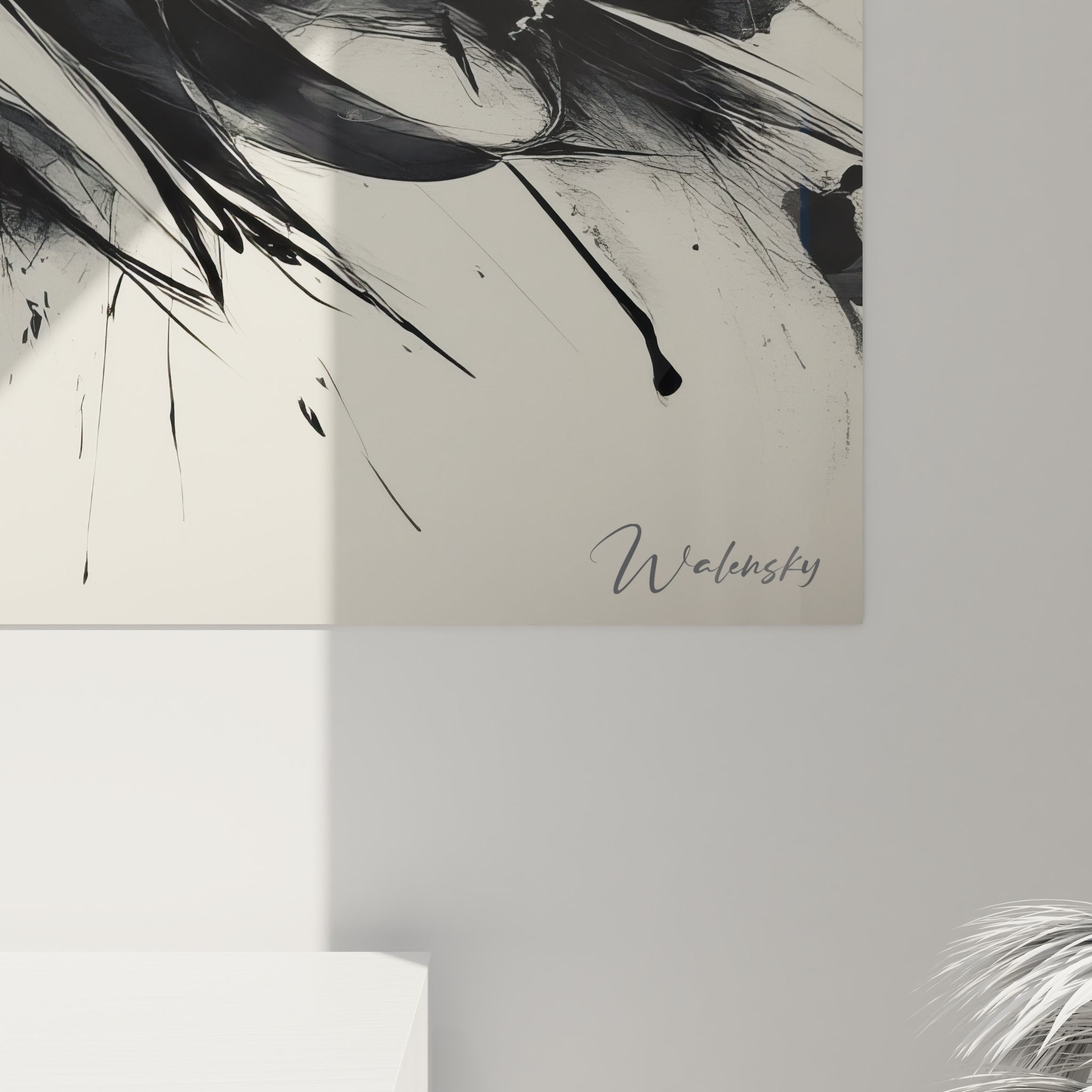 Vue ensemble tableau abstrait dynamique art mural moderne pour décoration intérieure minimaliste