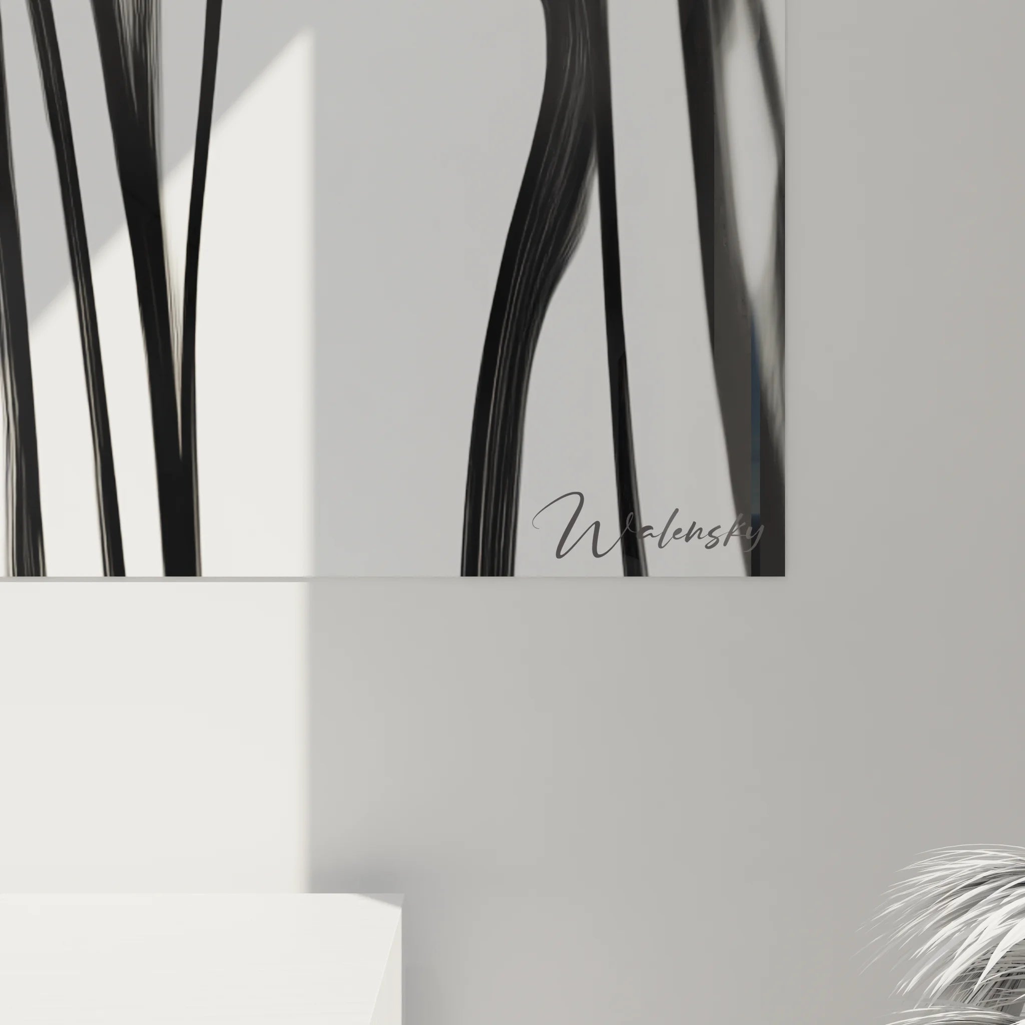 Vue ensemble tableau formes abstraites noir blanc decoration murale moderne