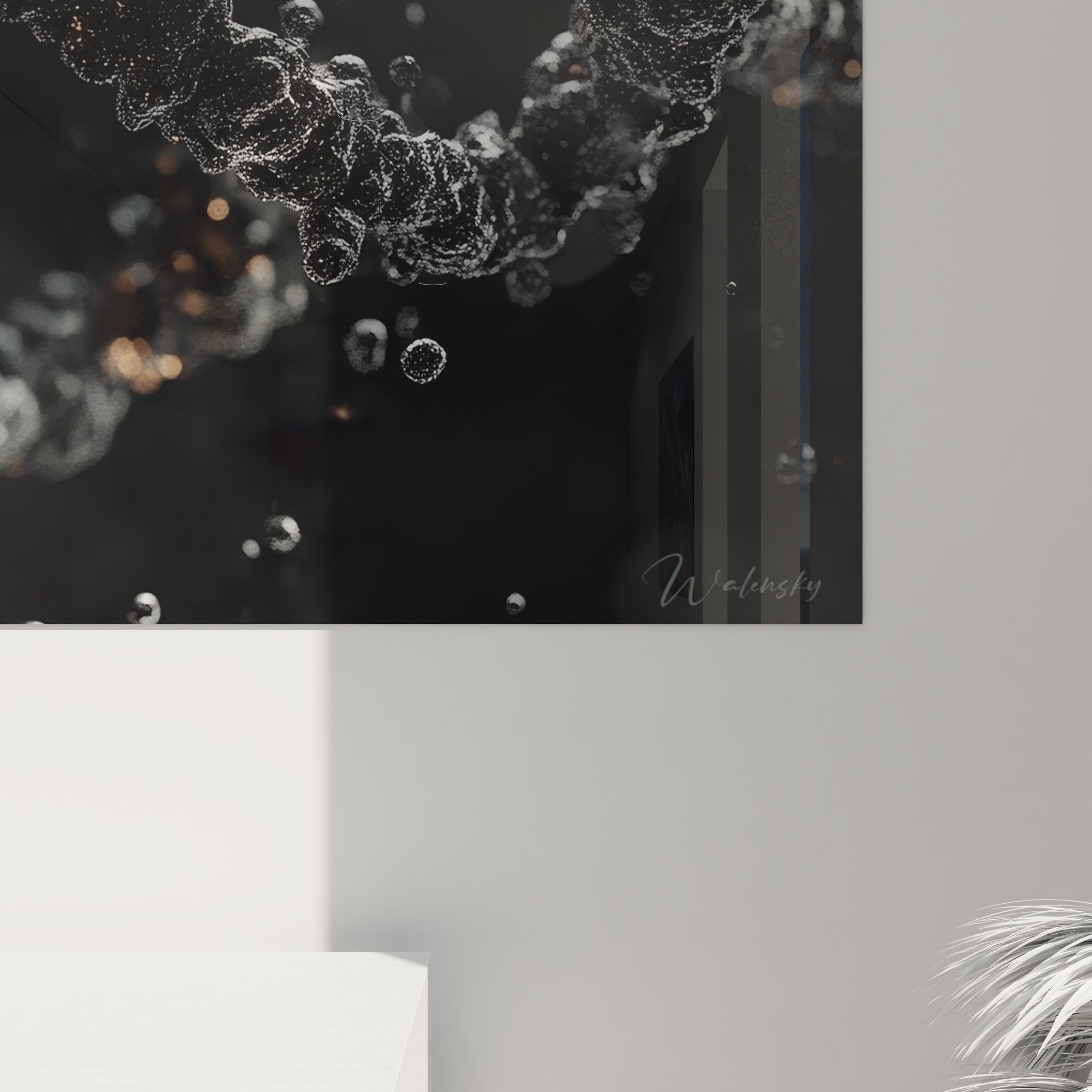 Vue ensemble tableau mural ADN spirale génétique décoration contemporaine noir blanc