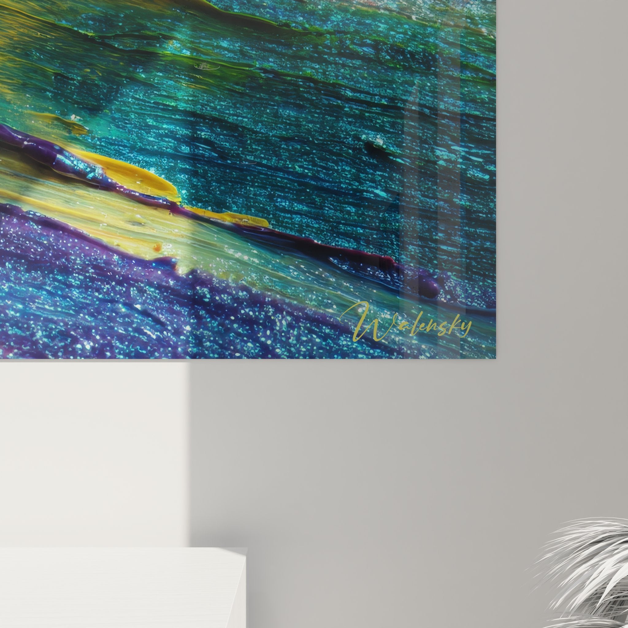 Vue ensemble tableau peinture abstraite moderne multicolore art mural contemporain