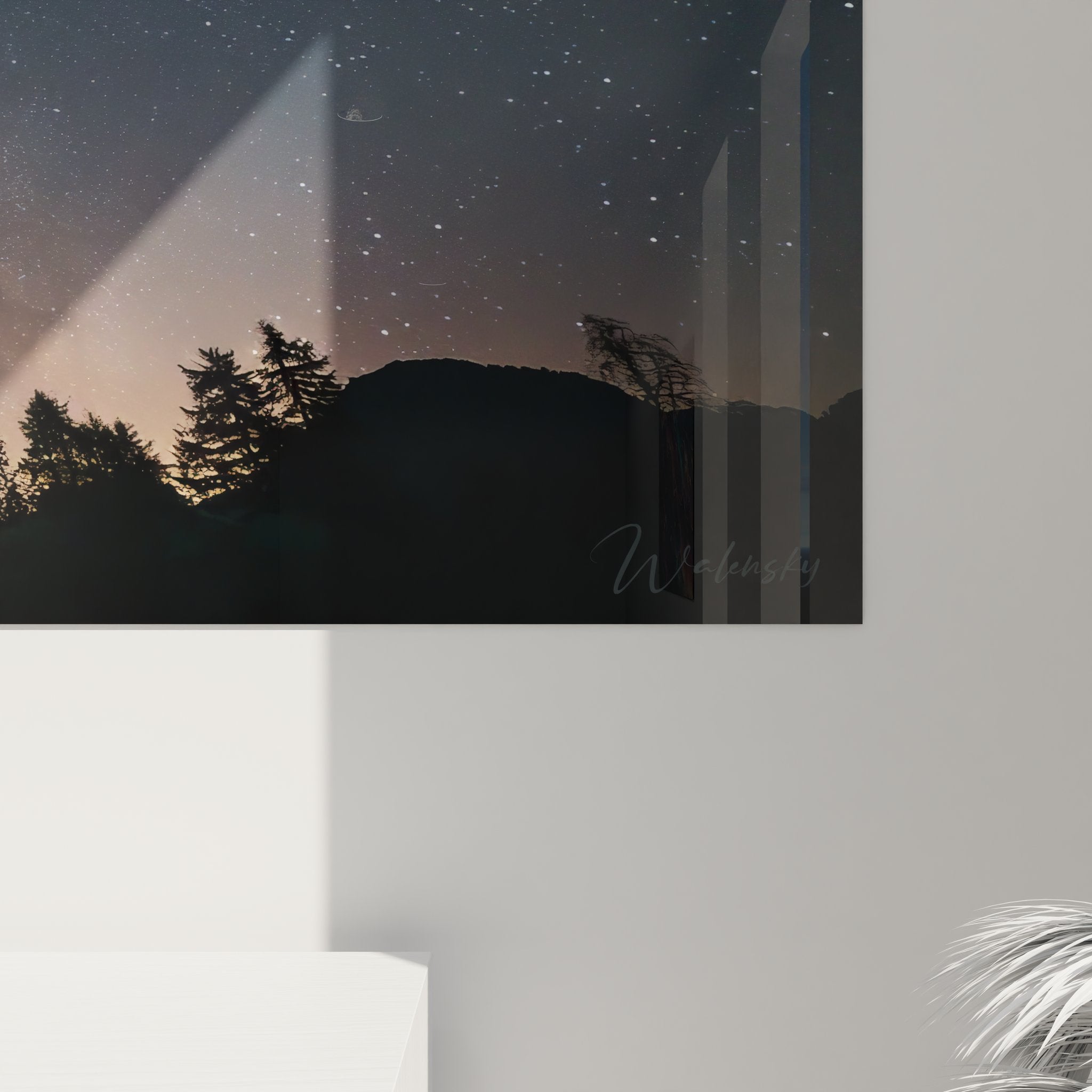 Vue ensemble tableau mural astronomique voie lactée, décoration intérieure cosmos élégante