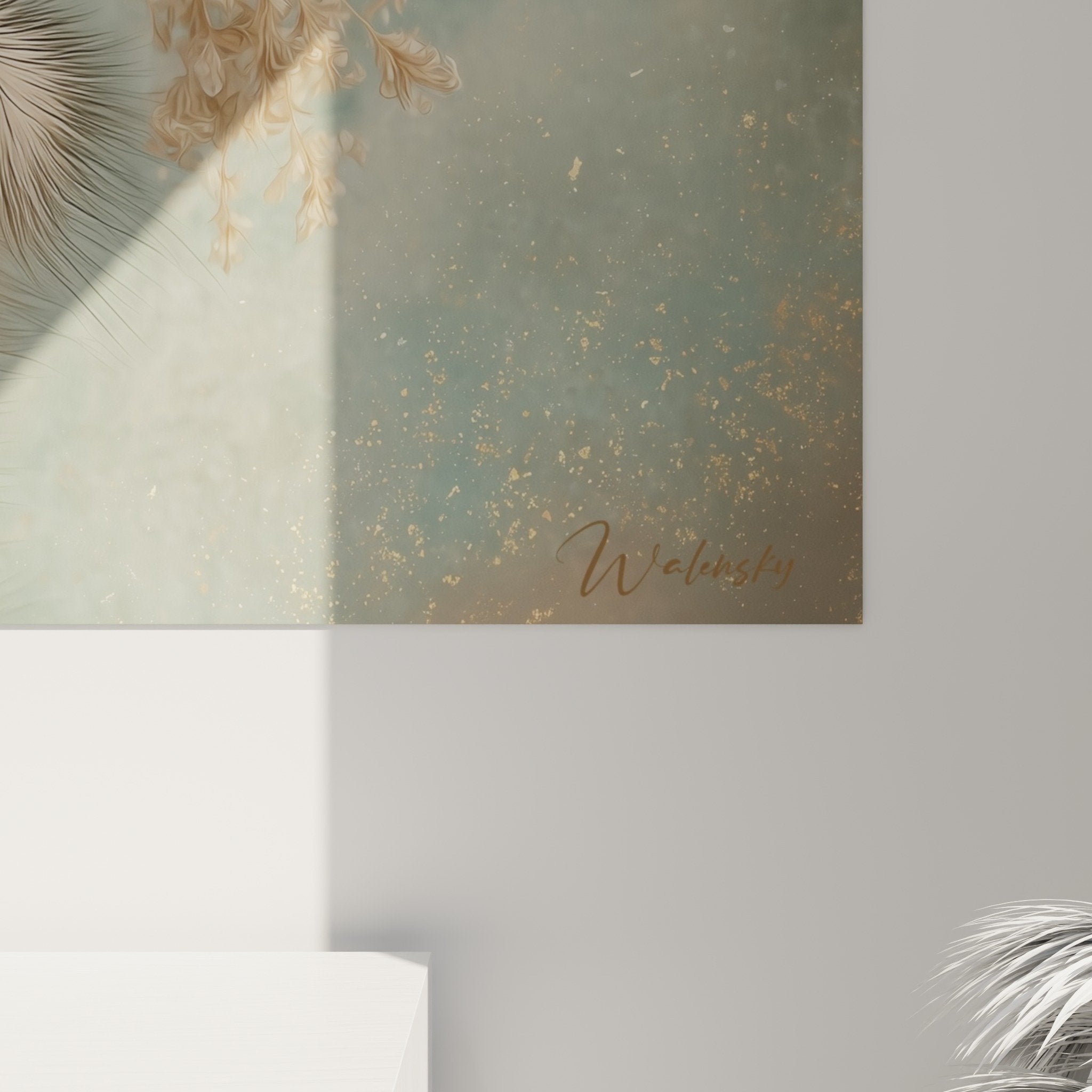 Übersicht Wandbild Strauß Blumenkrone im zeitgenössischen Wohnzimmer künstlerische Wanddekoration