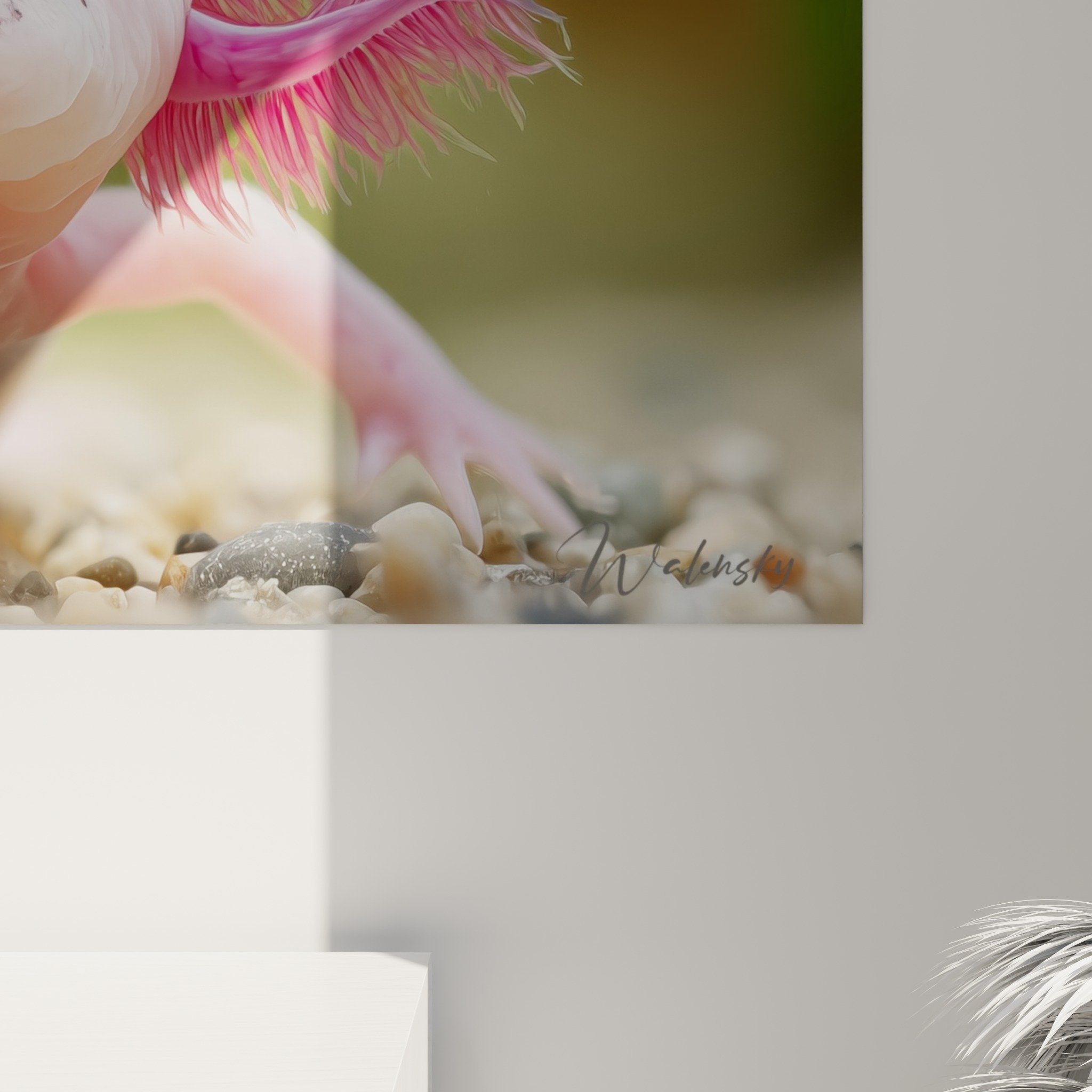 Vue d'ensemble tableau axolotl creature aquatique rose decoration murale salon