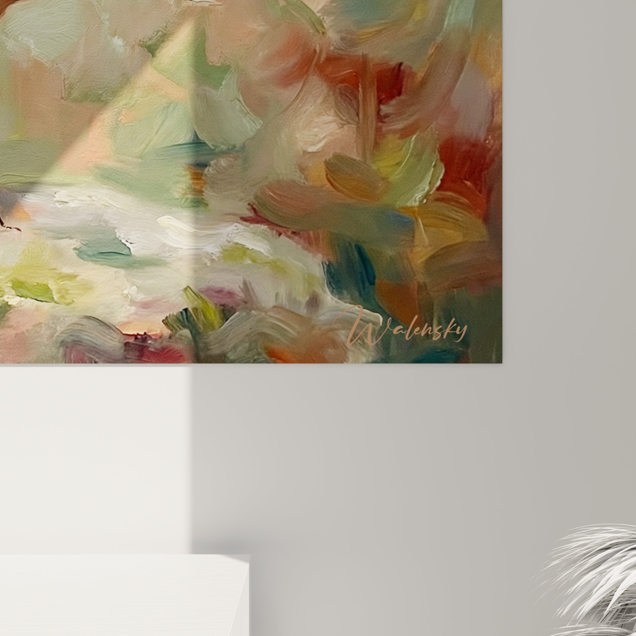 Vue ensemble tableau Basenji roux decoration interieure style naturel chaleureux
