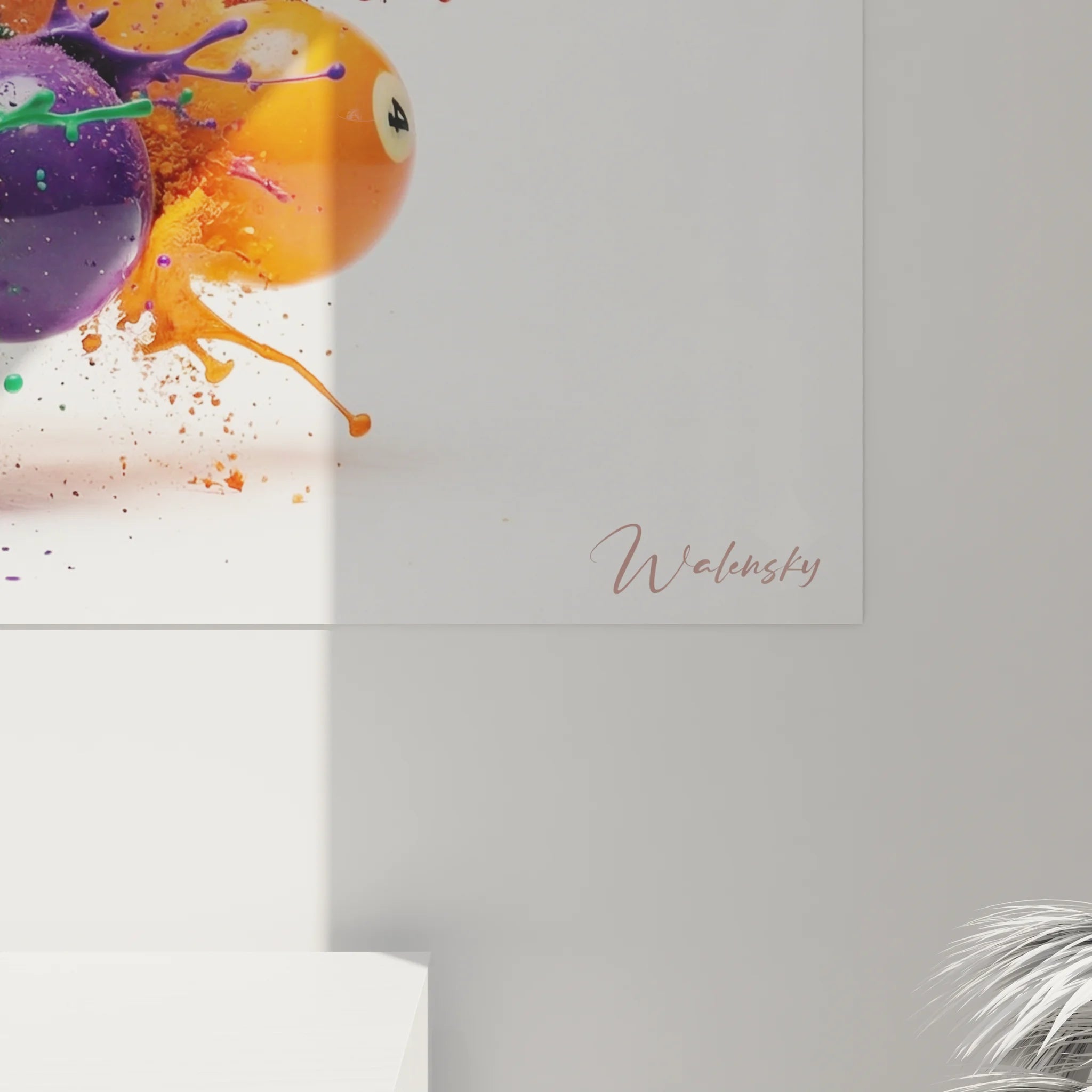 Vue ensemble tableau billard moderne explosion couleurs art contemporain décoration sport