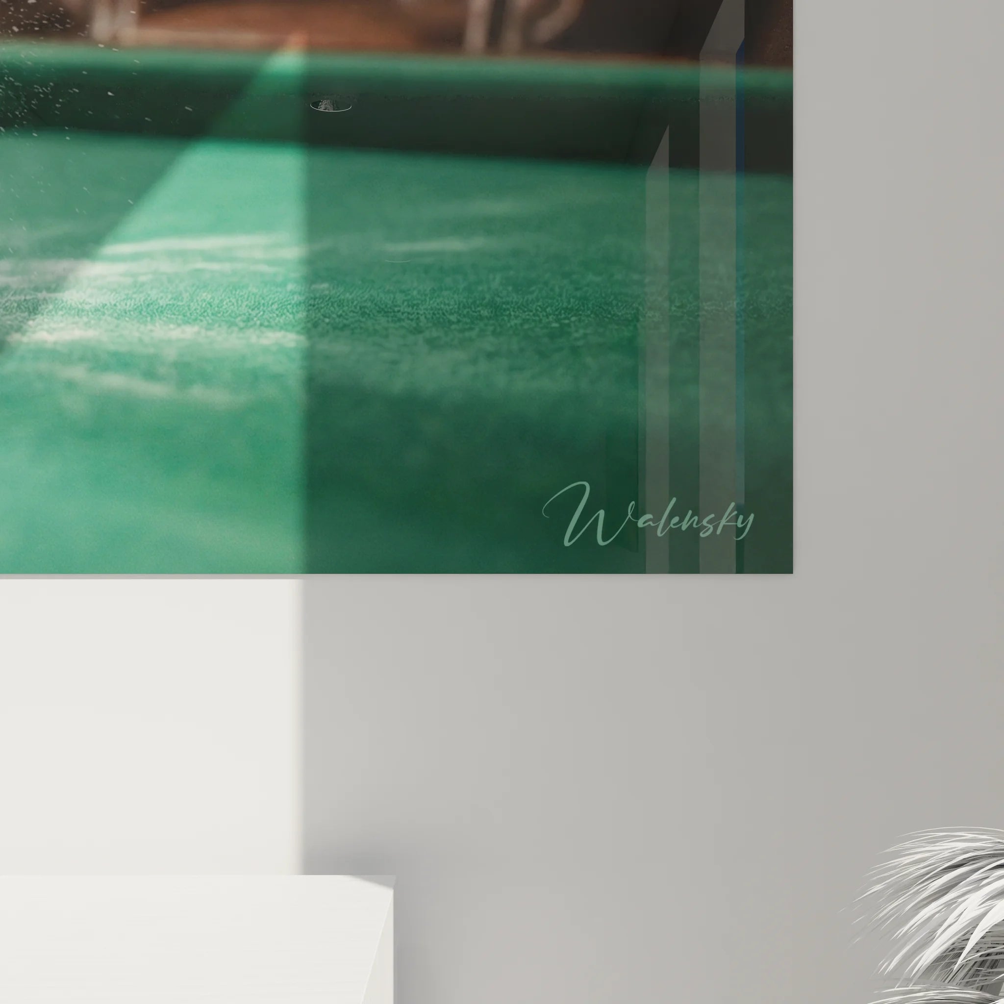 Vue ensemble tableau billard moderne boule 8 impact aquatique décoration intérieure