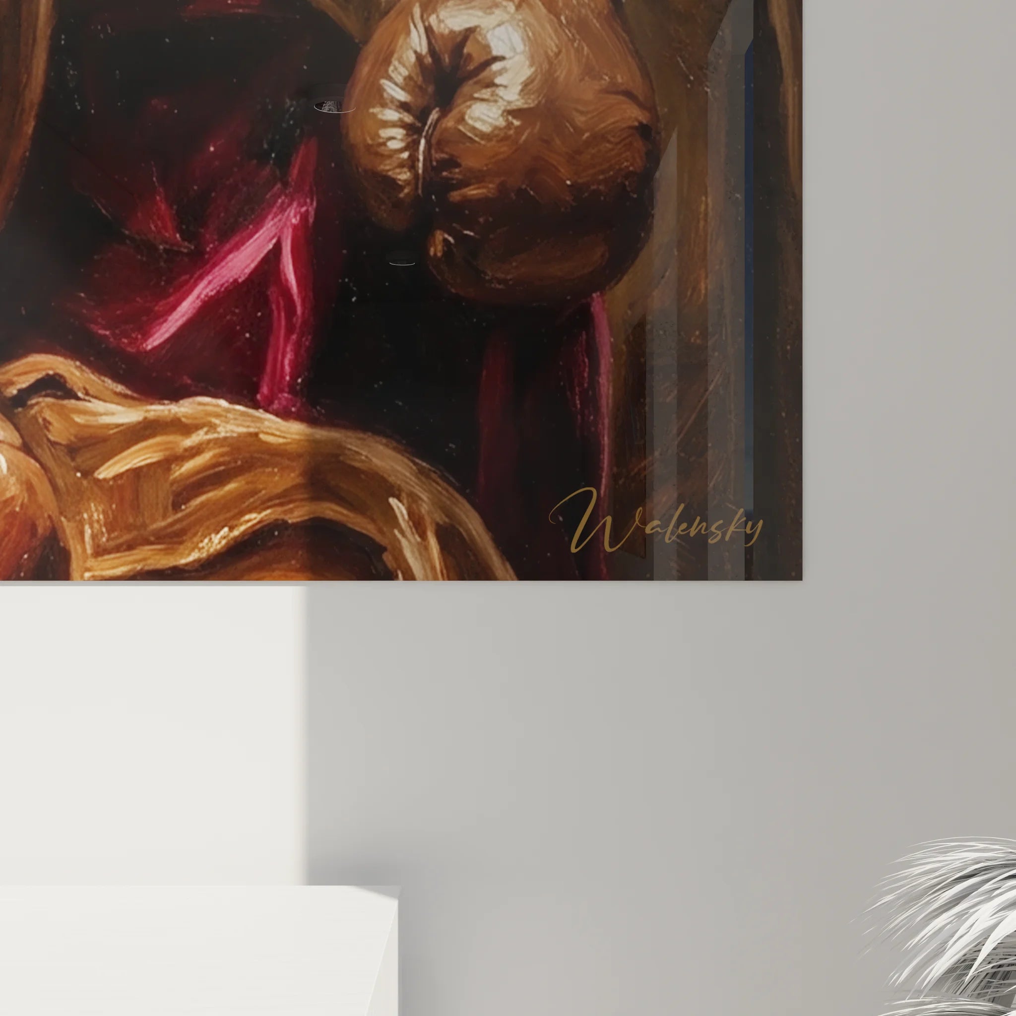 Vue ensemble tableau boxeur contemplatif art mural boxe décoration intérieur moderne