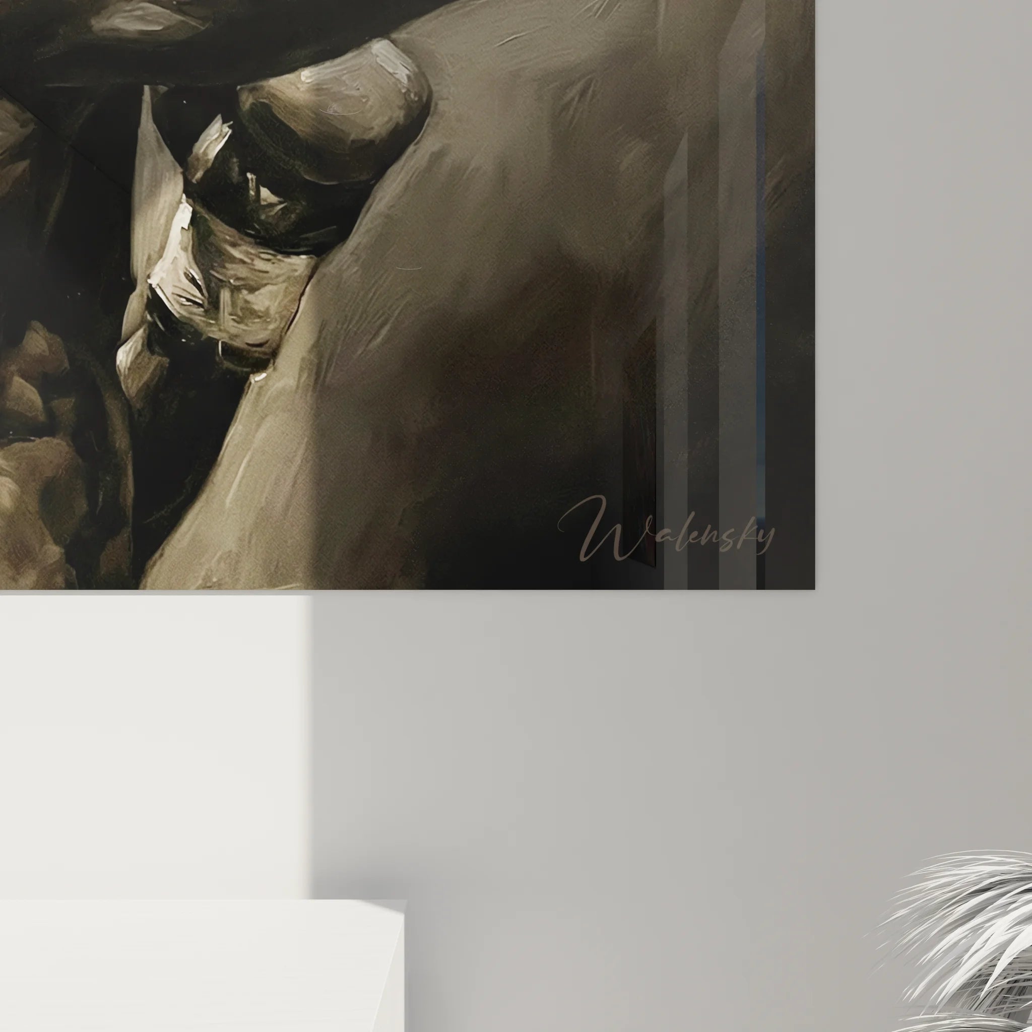 Vue ensemble tableau boxeur entrainement décoration murale complete sport combat salon