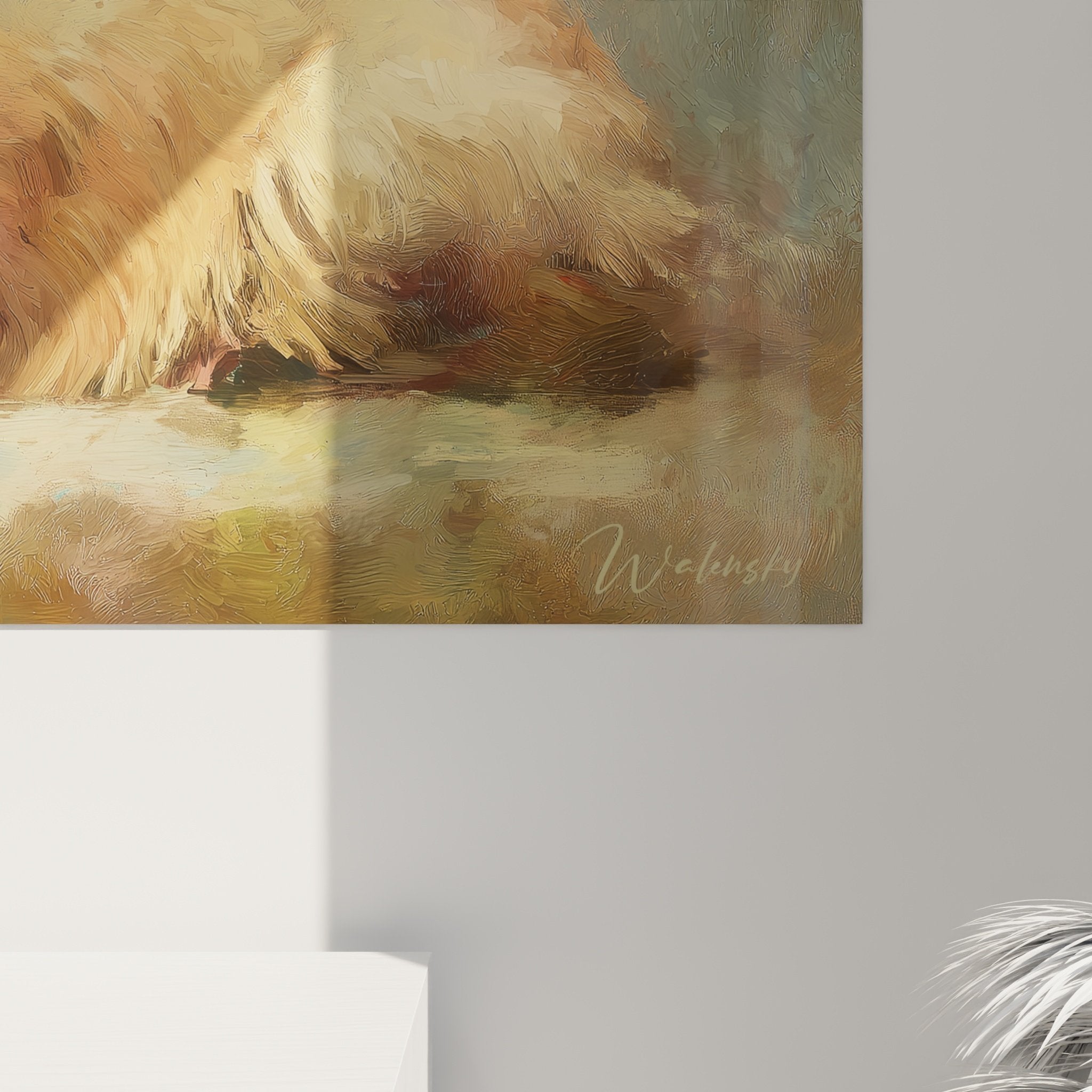 Vue d'ensemble du tableau Cairn Terrier dans un intérieur chaleureux