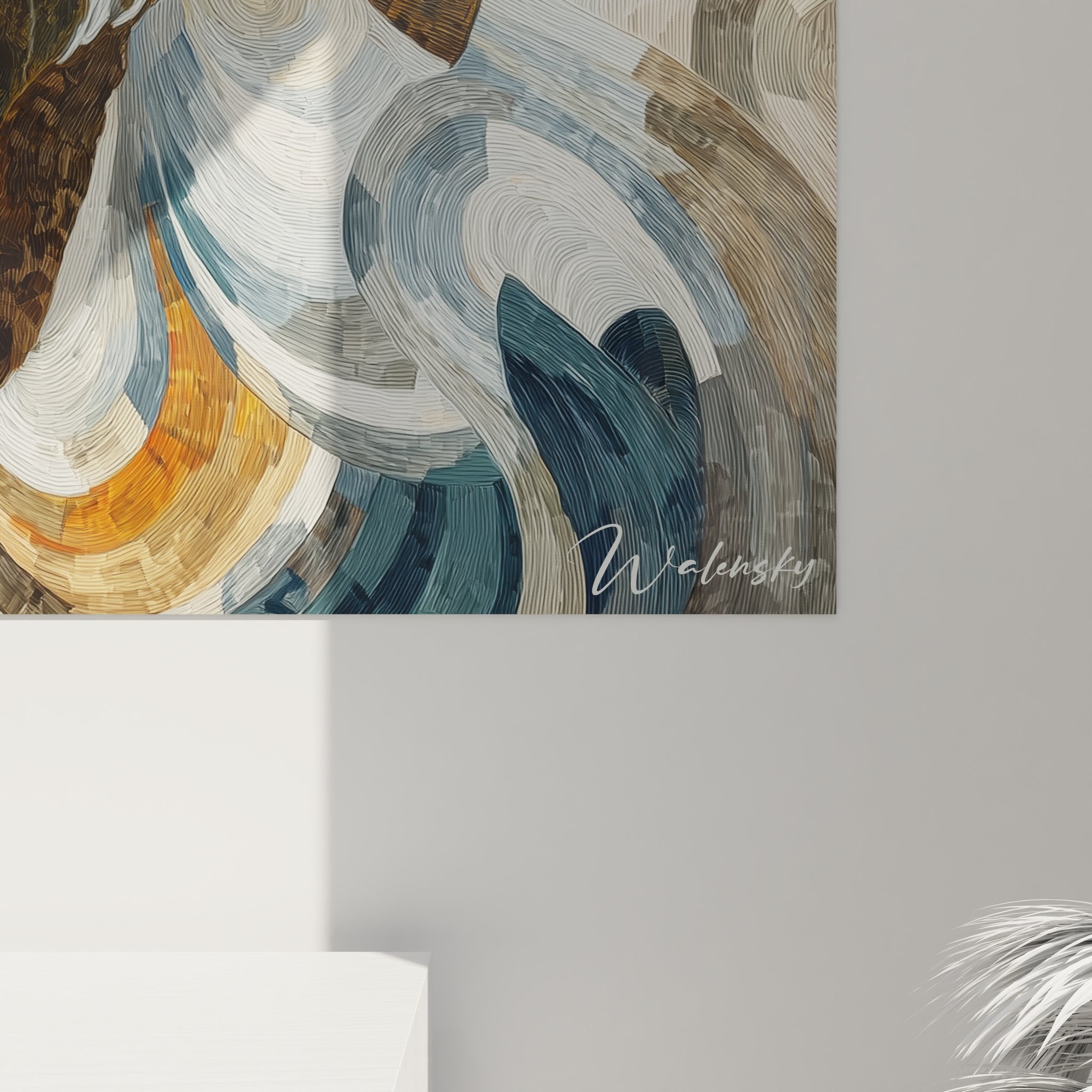 Vue ensemble tableau cascade montagne, œuvre art mural moderne pour décoration intérieure