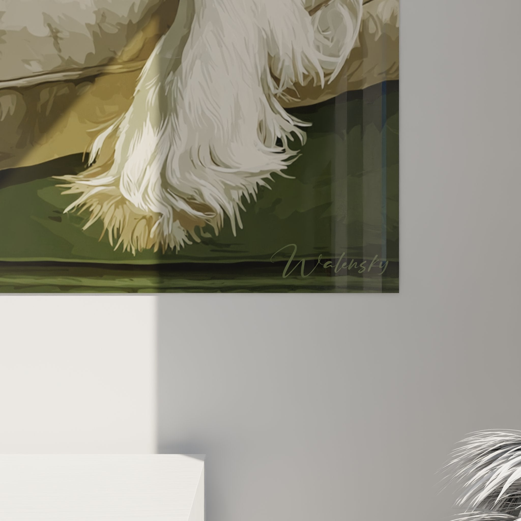 Vue d'ensemble tableau mural Cavalier King Charles dormant, art canin pour intérieur chaleureux