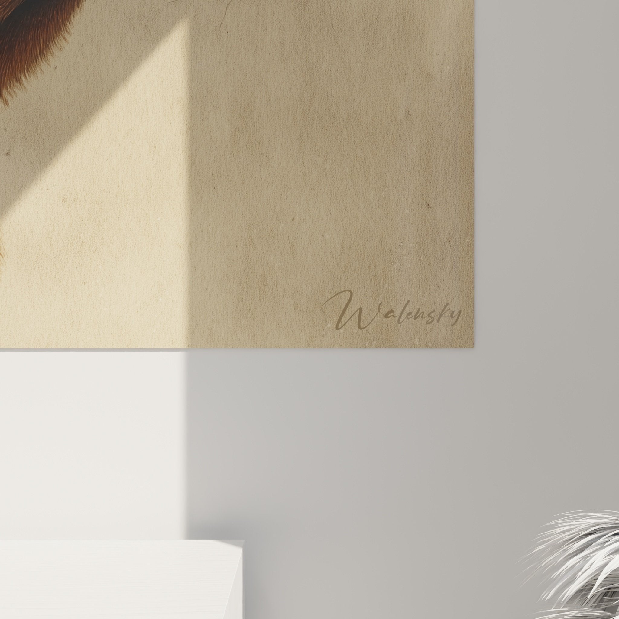 Vue d'ensemble tableau portrait chien Dogue de Bordeaux style classique tons ocre et miel