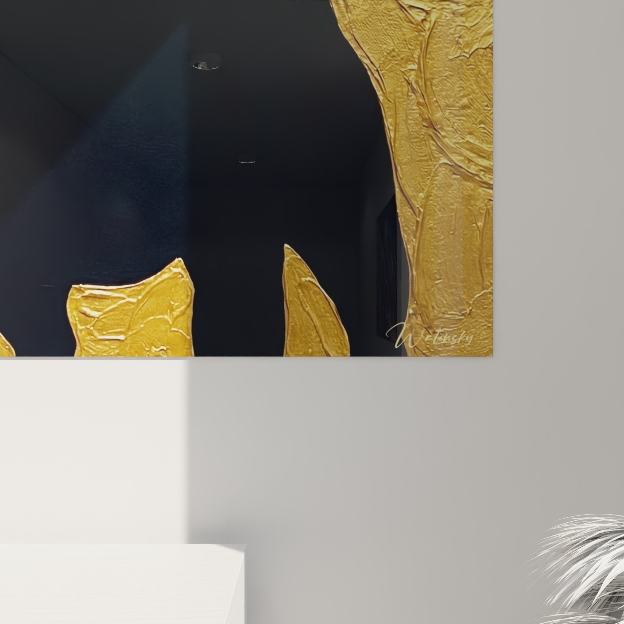 Vue ensemble tableau Staffordshire Bulle Terrier silhouette art contemporain decoration interieur
