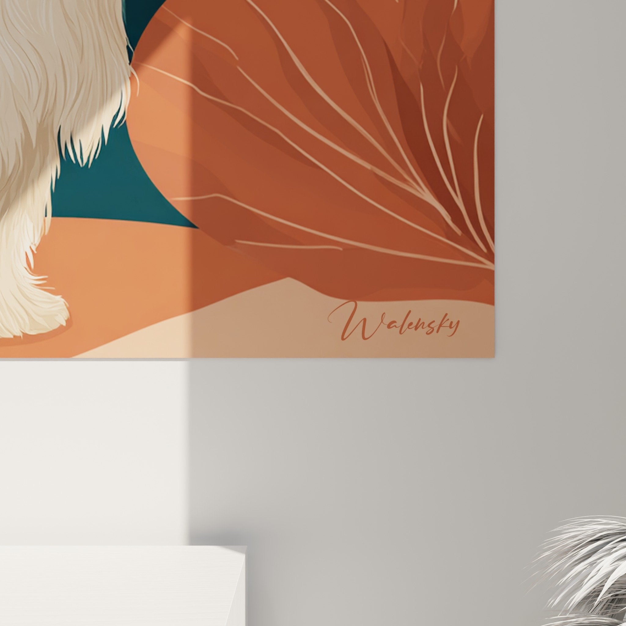 Übersicht Hundekunst-Gemälde Coton de Tuléar moderner tropischer Stil für Wanddekoration