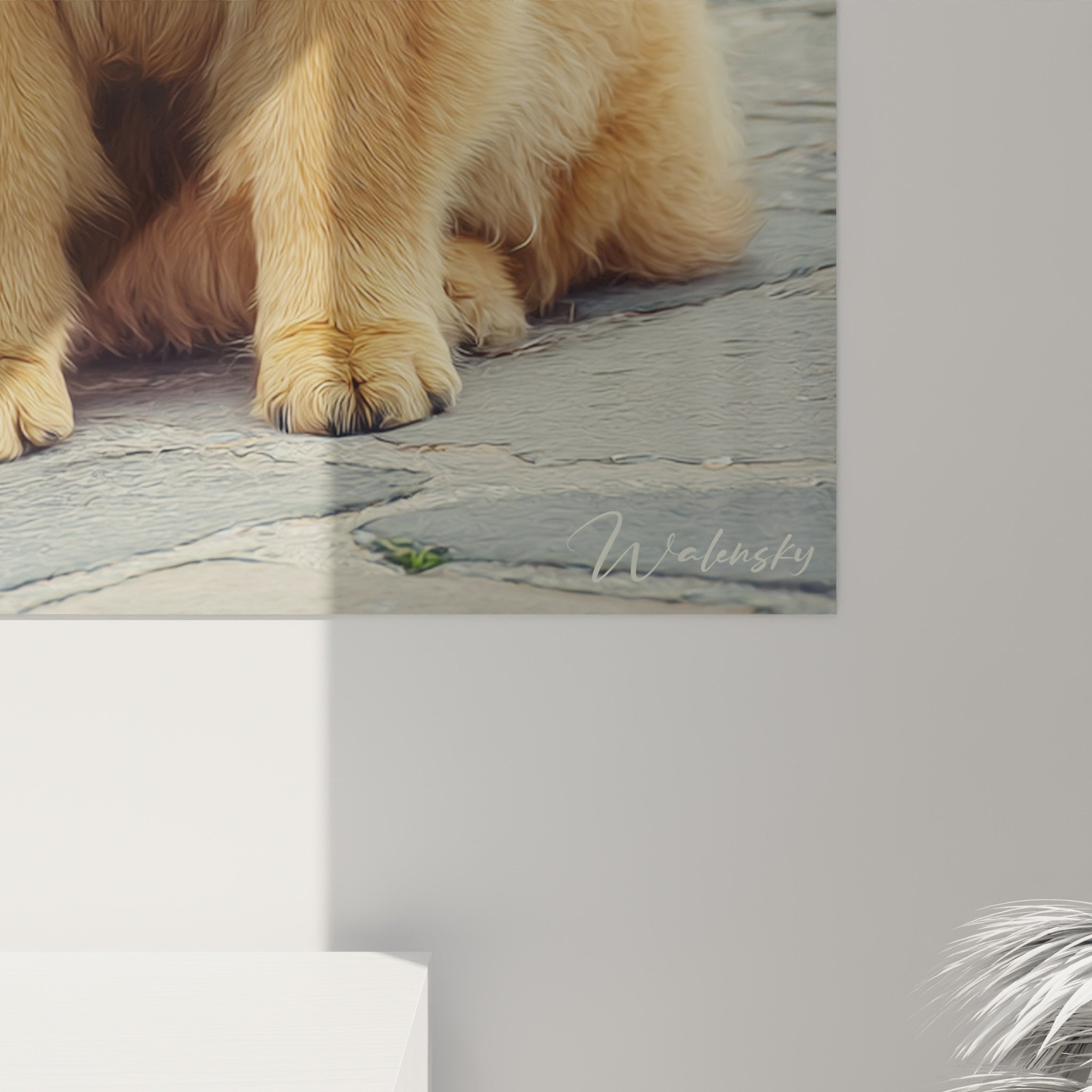 Vue ensemble tableau chow chow roux intérieur moderne décoration murale