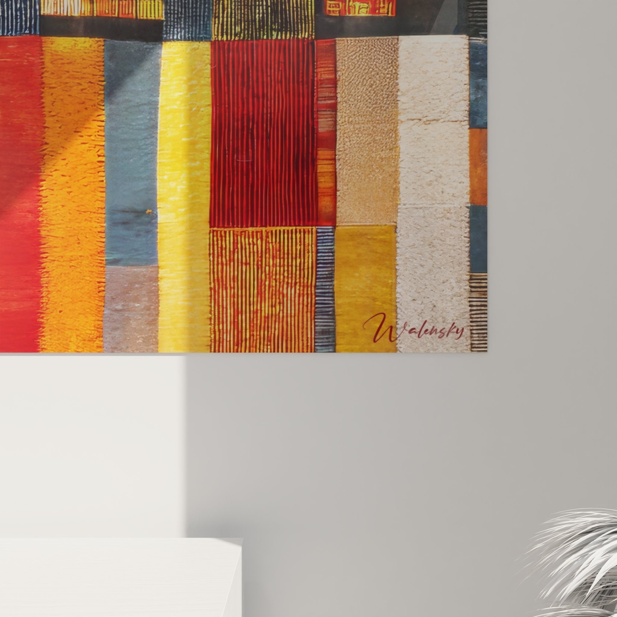 Vue ensemble tableau art tribal africain composition abstraite géométrique décorative