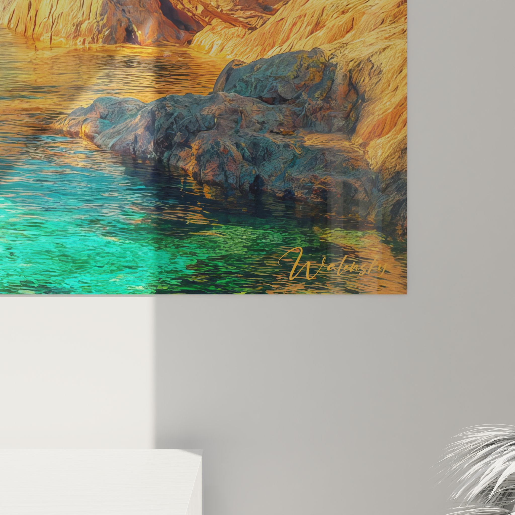 Vue ensemble tableau mural crique méditerranéenne paysage côtier complet décoration marine