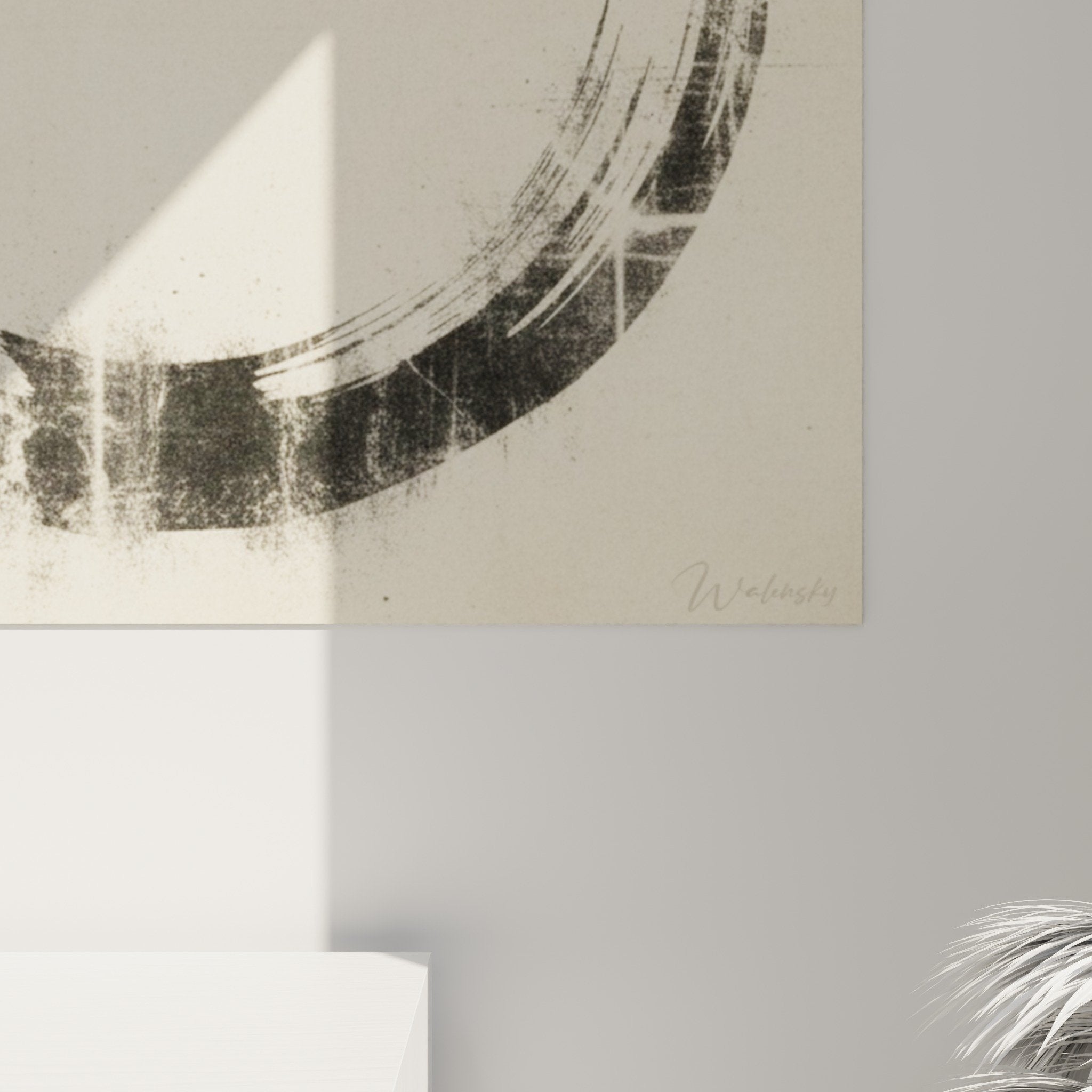 enso wall art circle zen black beige minimalist spiritual interior decor
