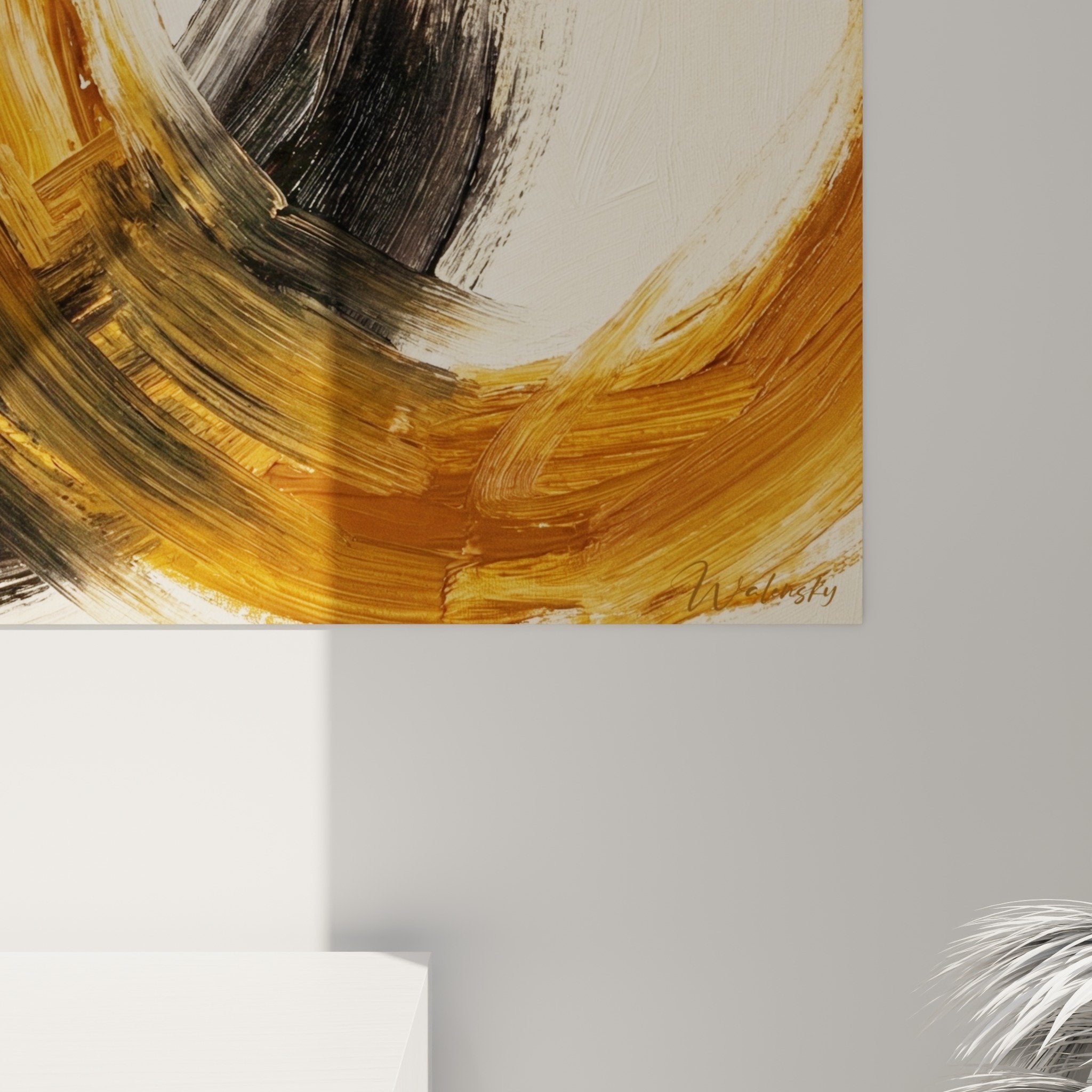 enso circle interlaced rings wall art modern zen interior decoration view