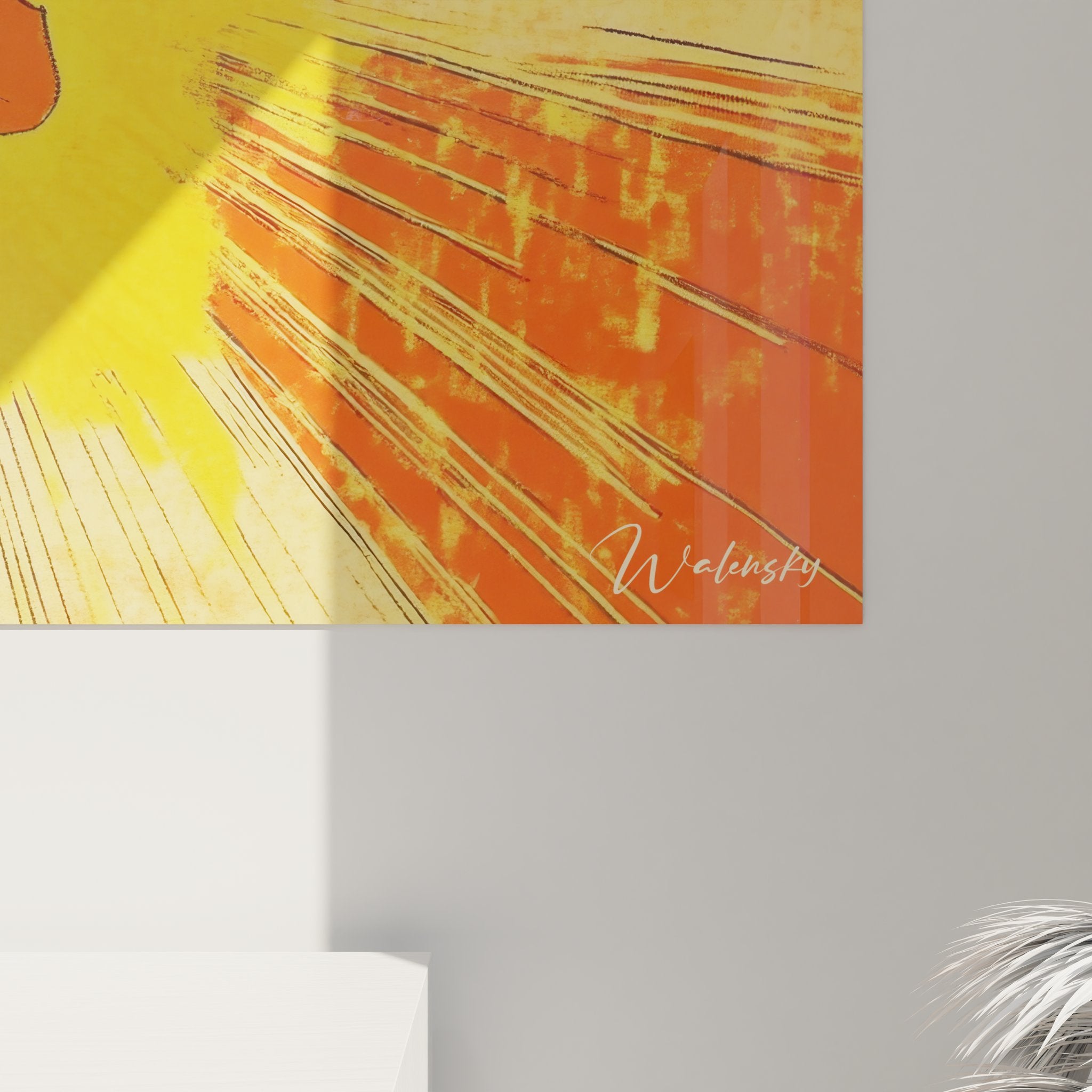 Vue ensemble tableau mural explosion solaire décoration intérieure moderne colorée