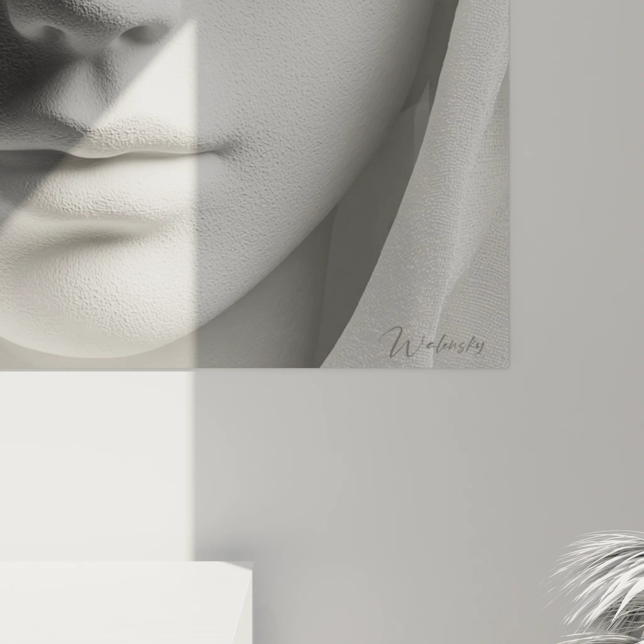 Vue ensemble tableau femme voilée décoration murale moderne noir et blanc